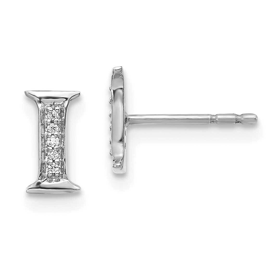 Initial I Earrings 14k White Gold Diamond EM4170I-003-WA, MPN: EM4170I-003-WA, 883957261461