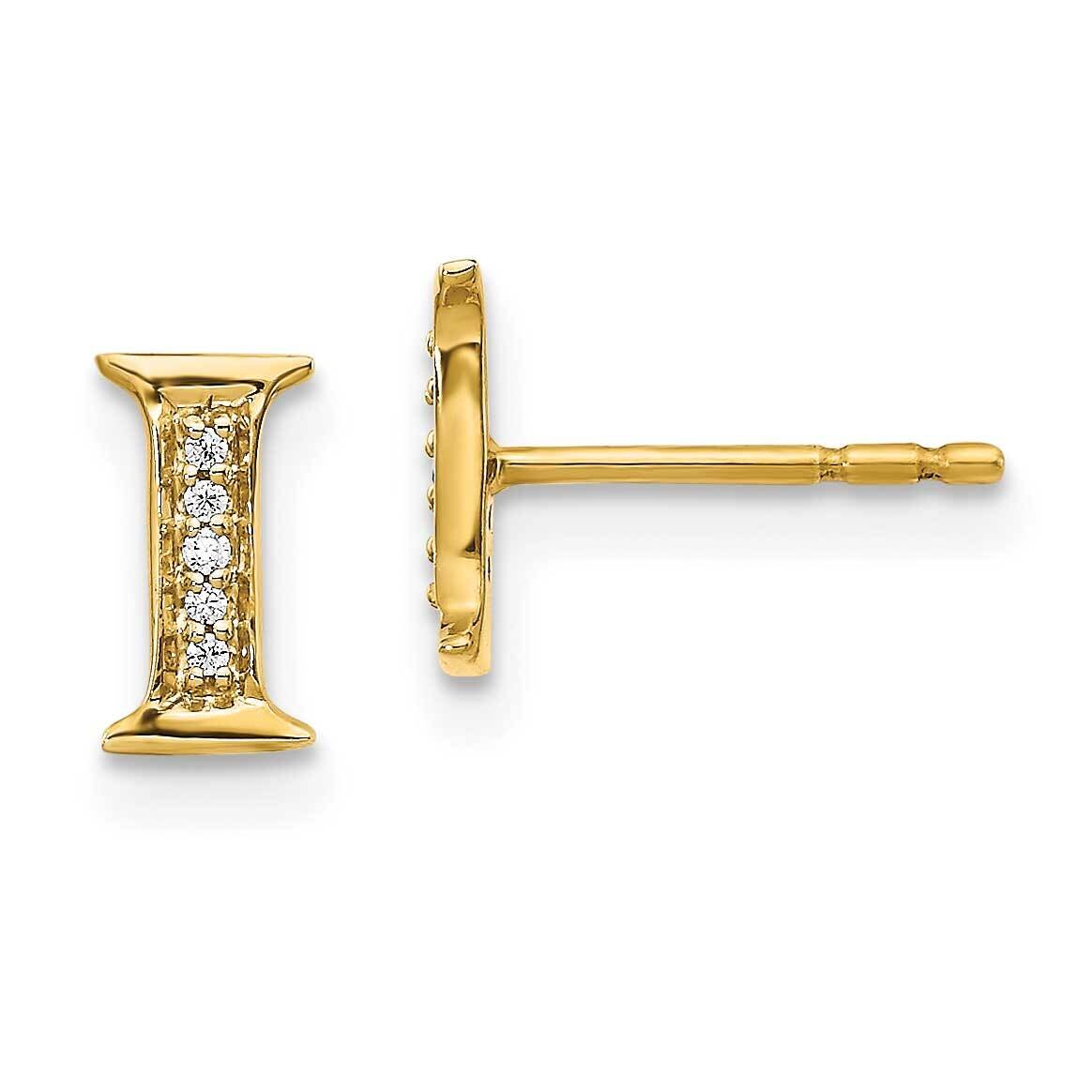 Initial I Earrings 14k Gold Diamond EM4170I-003-YA, MPN: EM4170I-003-YA, 883957261508