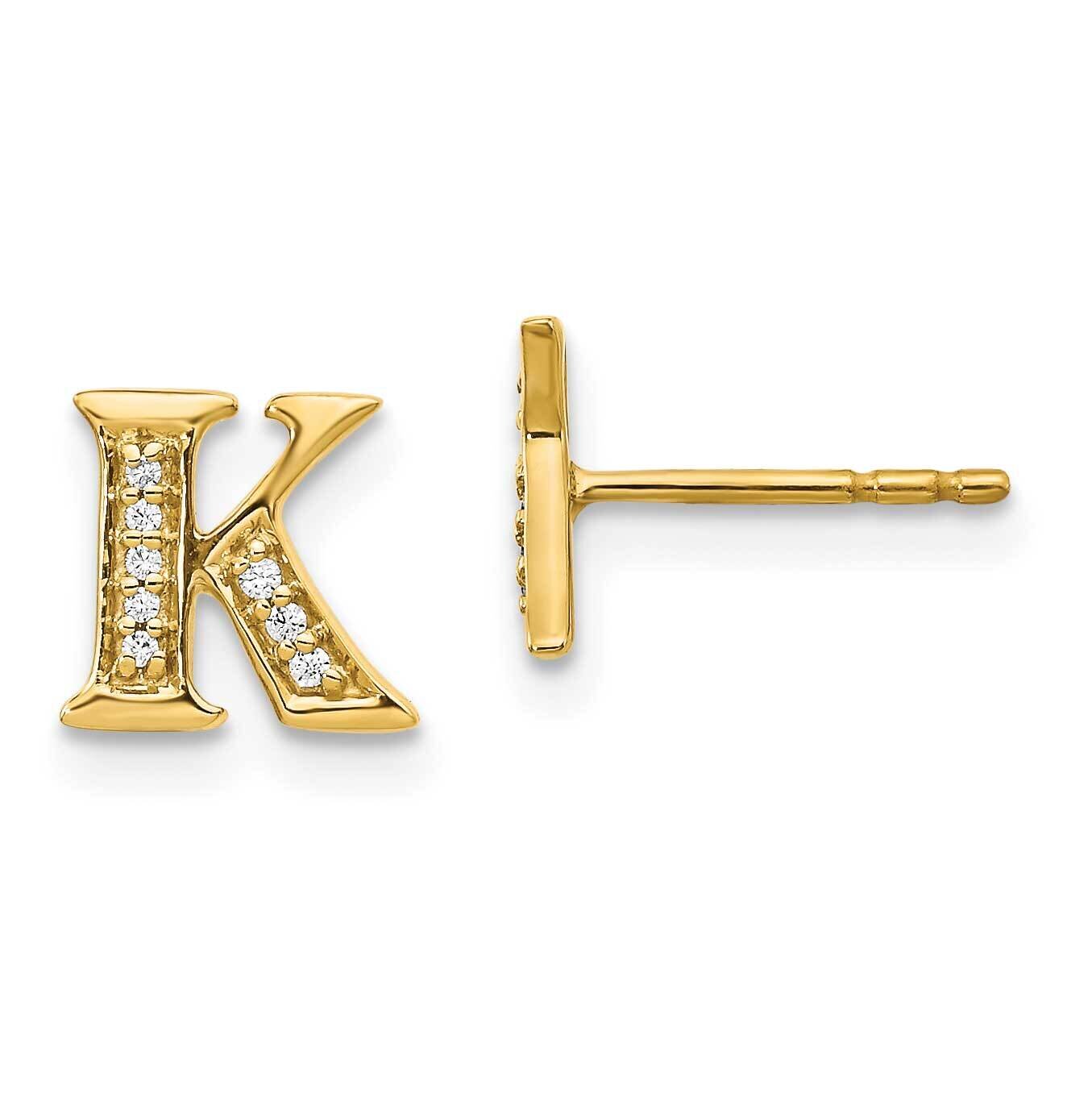 Initial K Earrings 14k Gold Diamond EM4170K-005-YA, MPN: EM4170K-005-YA, 883957261515