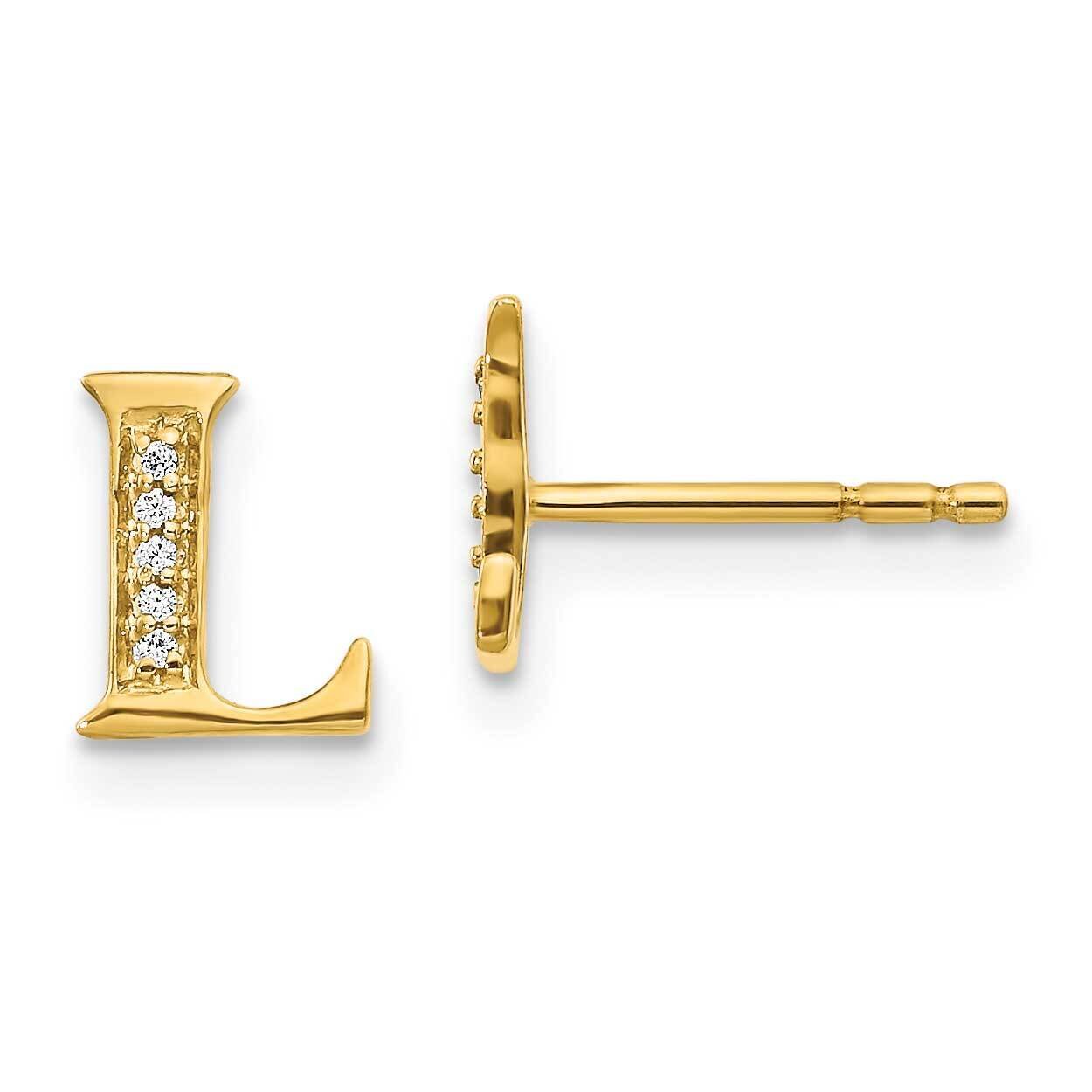 Initial L Earrings 14k Gold Diamond EM4170L-003-YA, MPN: EM4170L-003-YA, 883957261607
