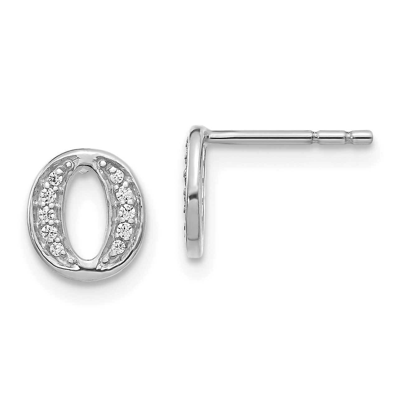 Initial O Earrings 14k White Gold Diamond EM4170O-007-WA, MPN: EM4170O-007-WA, 883957663548