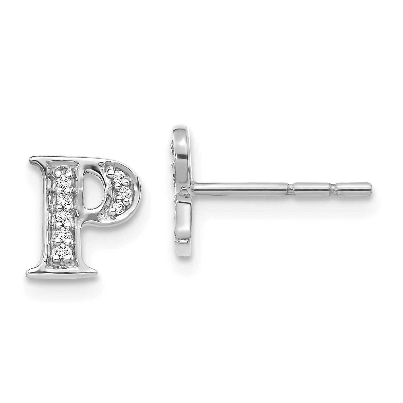 Initial P Earrings 14k White Gold Diamond EM4170P-006-WA, MPN: EM4170P-006-WA, 883957663555