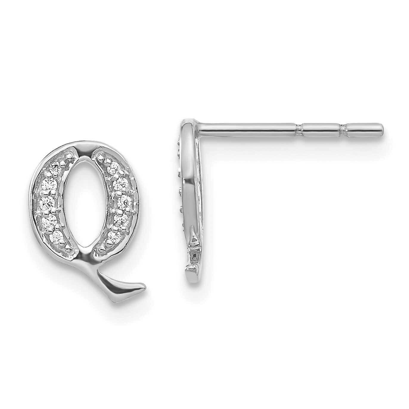 Initial Q Earrings 14k White Gold Diamond EM4170Q-007-WA, MPN: EM4170Q-007-WA, 883957663562