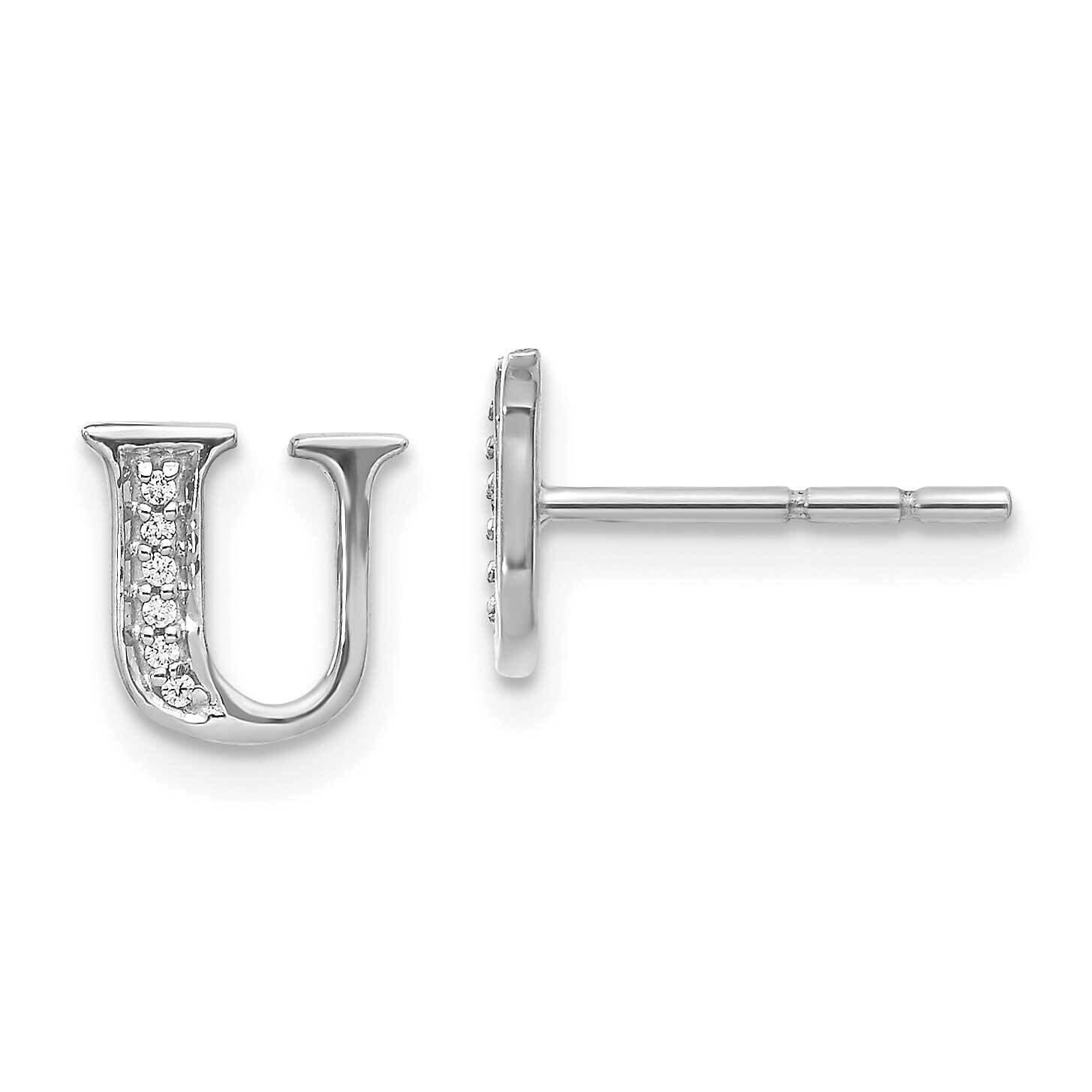 Initial U Earrings 14k White Gold Diamond EM4170U-004-WA, MPN: EM4170U-004-WA, 883957379920