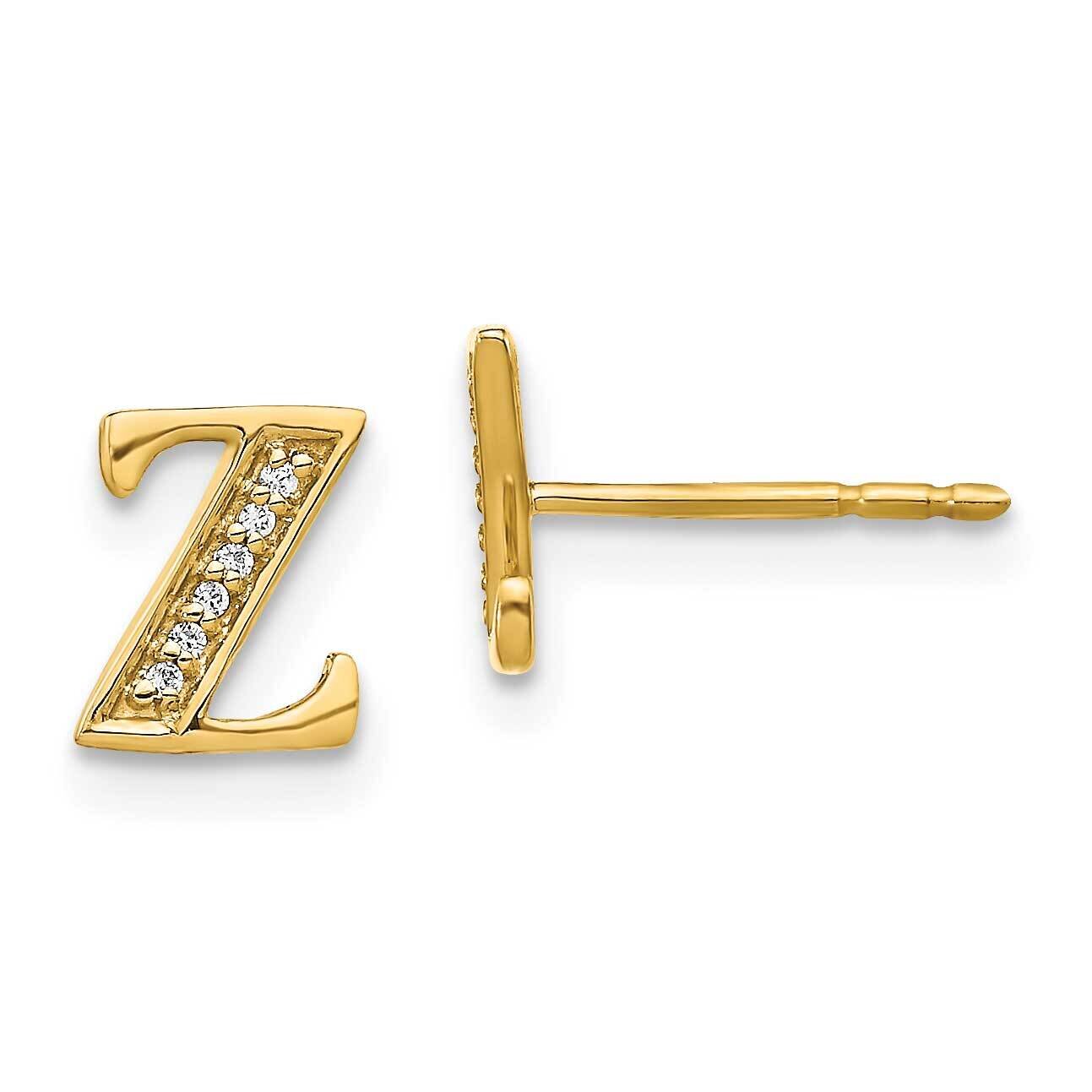 Initial Z Earrings 14k Gold Diamond EM4170Z-004-YA, MPN: EM4170Z-004-YA, 883957379944