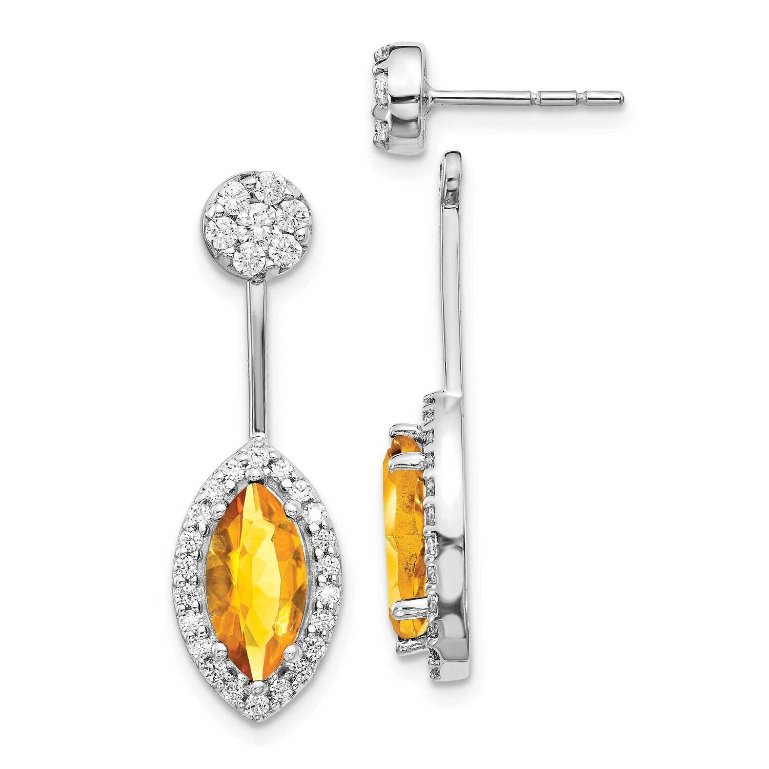 Citrine Earrings 14k White Gold Diamond EM4194-CI-075-WA, MPN: EM4194-CI-075-WA, 191101837845