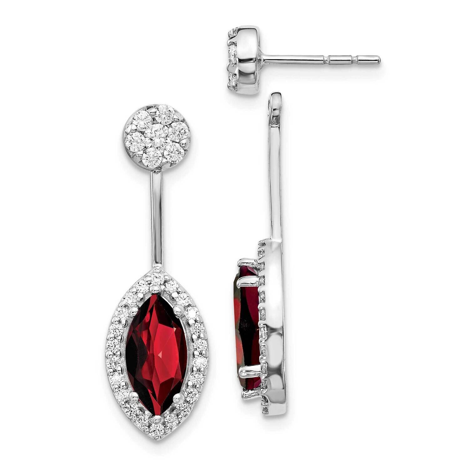 Garnet Earrings 14k White Gold Diamond EM4194-GA-075-WA, MPN: EM4194-GA-075-WA, 191101837869