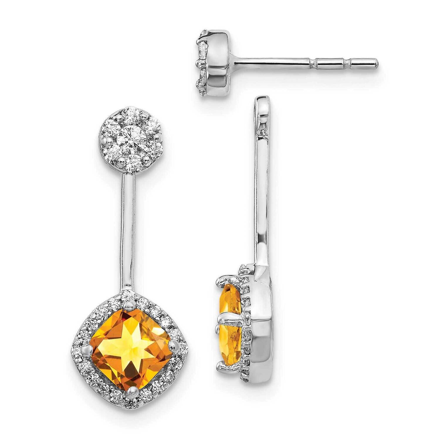 Citrine Earrings 14k White Gold Diamond EM4196-CI-033-WA, MPN: EM4196-CI-033-WA, 191101837968
