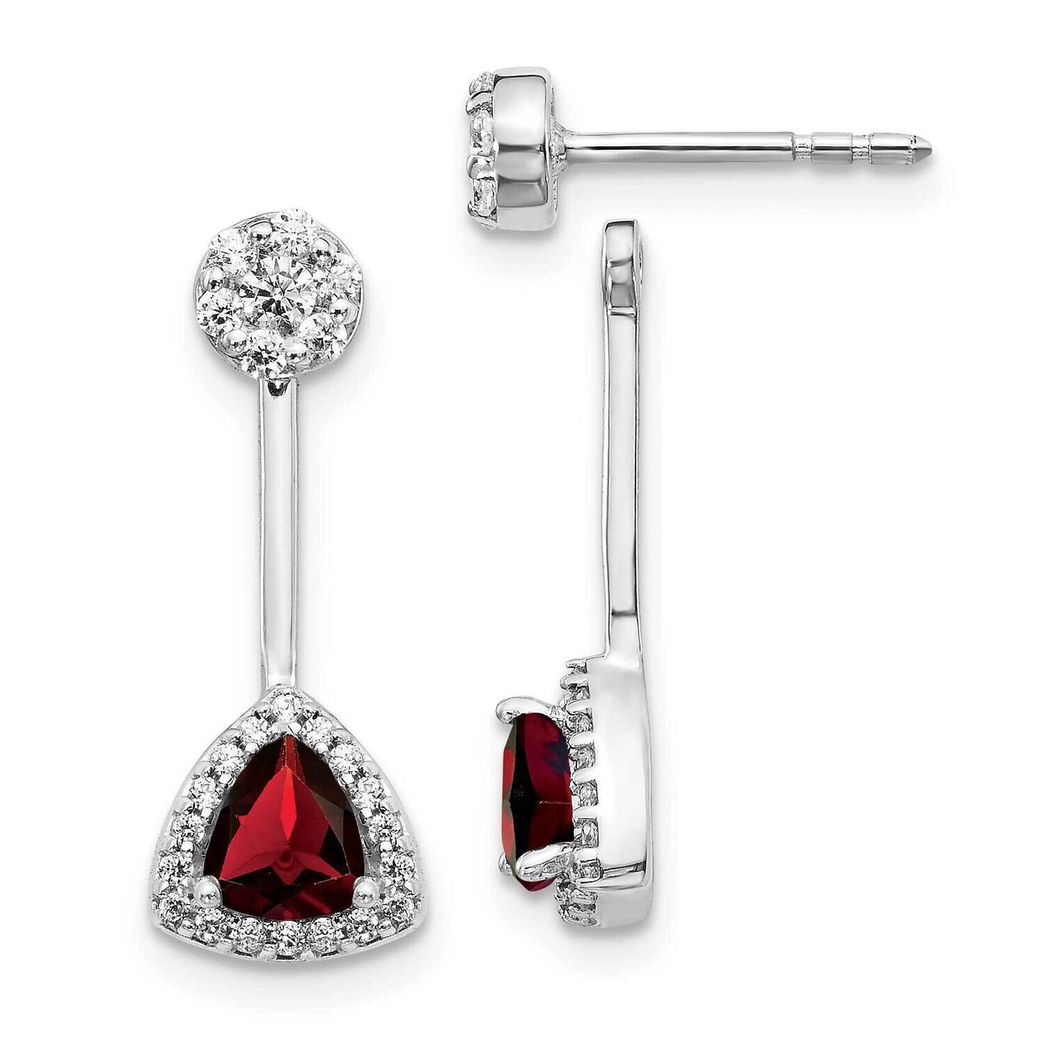 Garnet Earrings 14k White Gold Diamond EM4197-GA-033-WA, MPN: EM4197-GA-033-WA, 191101838040