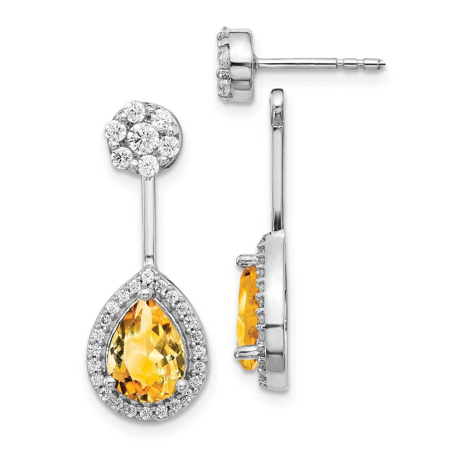 Citrine Earrings 14k White Gold Diamond EM4199-CI-062-WA, MPN: EM4199-CI-062-WA, 191101838149