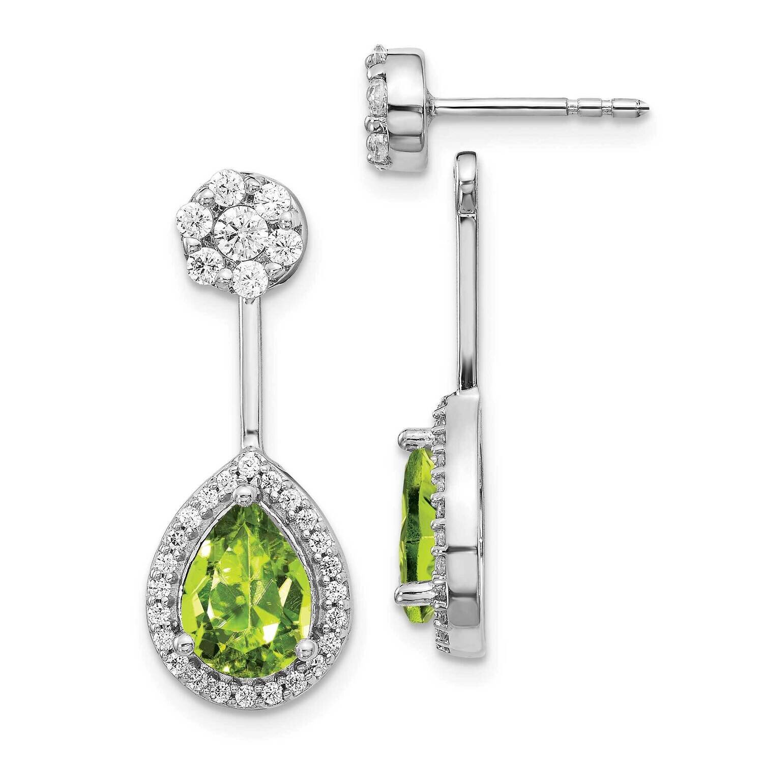 Peridot Earrings 14k White Gold Diamond EM4199-PE-062-WA, MPN: EM4199-PE-062-WA, 191101838170