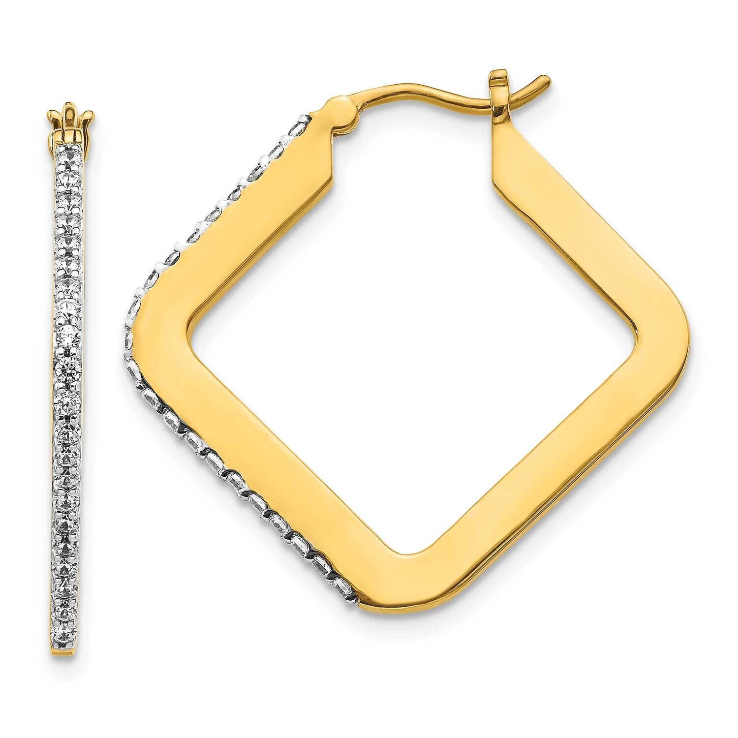 Diamond Hoop Earrings 14k Yellow Gold EM4251-050-YA