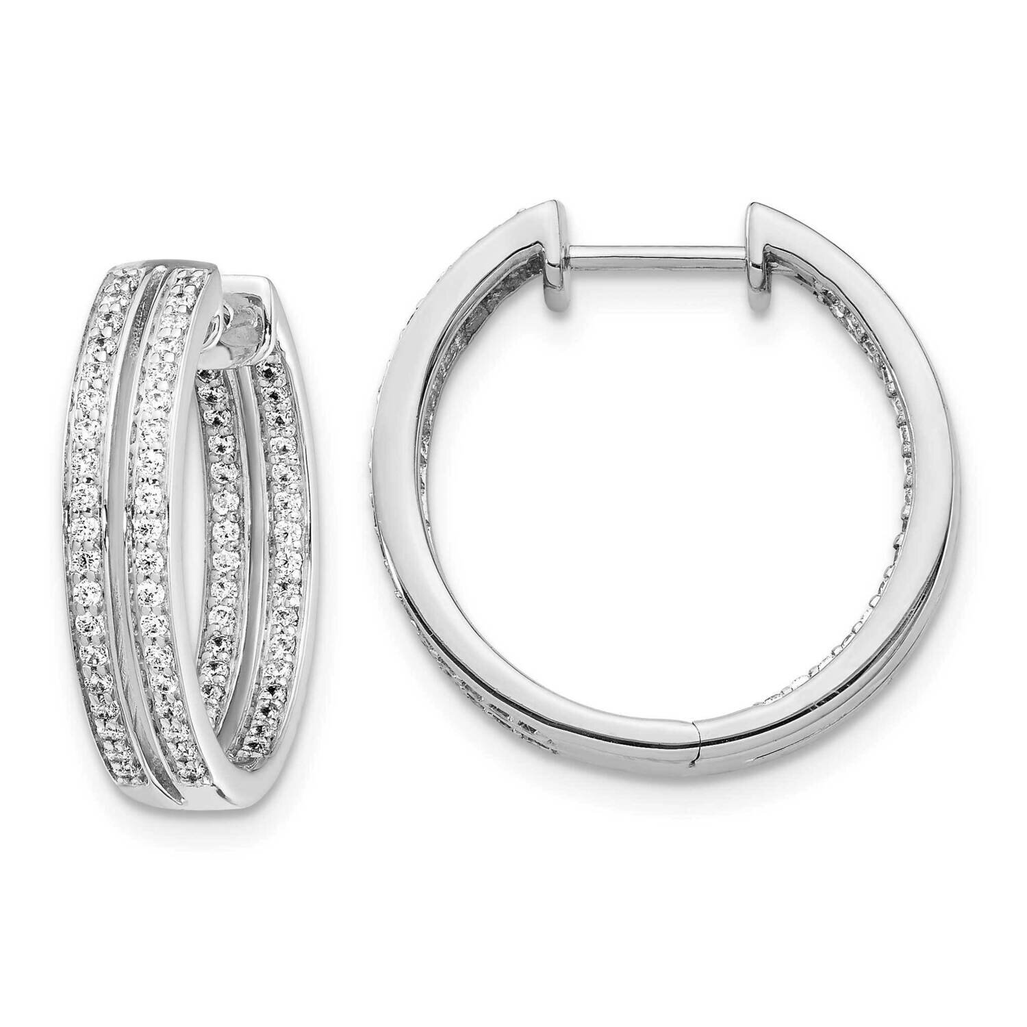In/Out Hoop Earrings 14k White Gold Diamond EM4253-075-WA, MPN: EM4253-075-WA, 883957263052