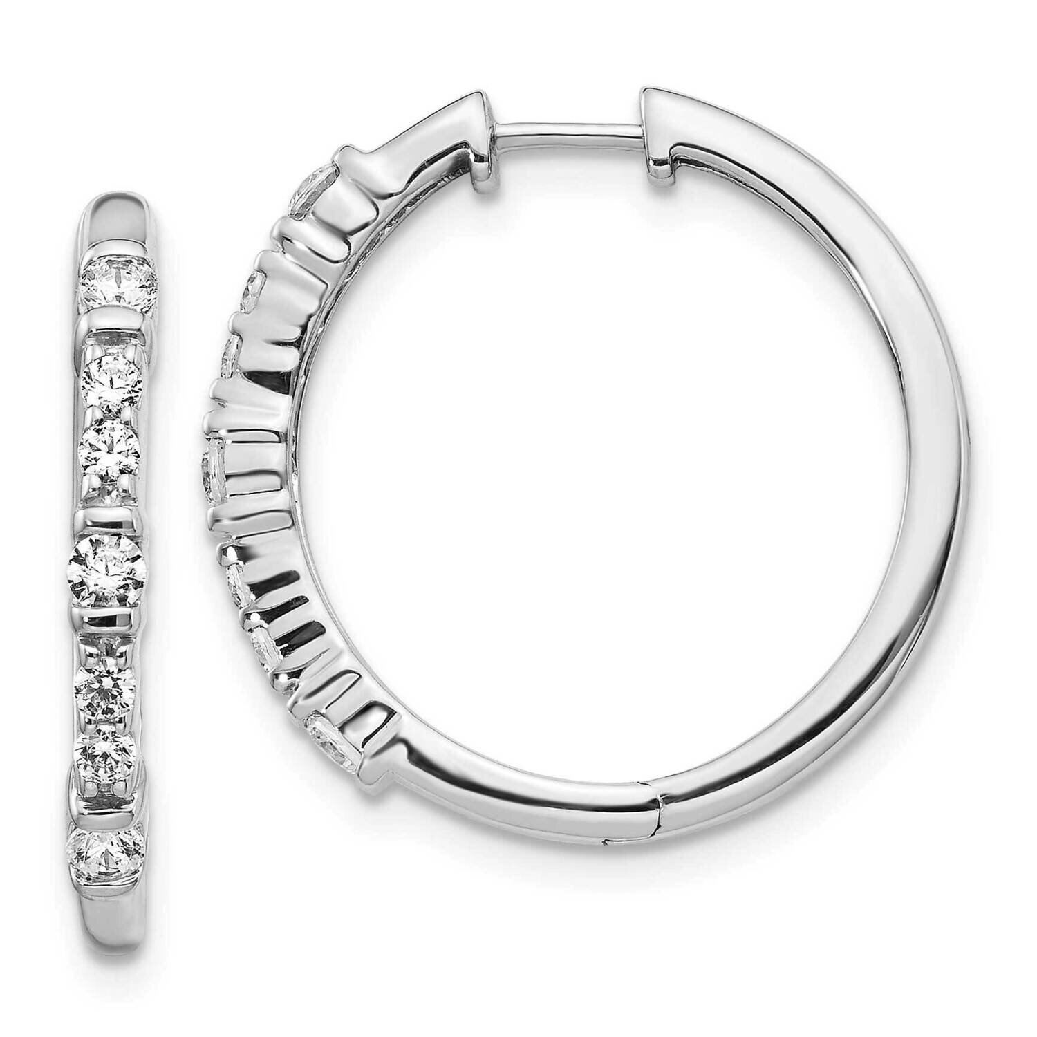 Hoop Earrings 14k White Gold Diamond EM4260-050-WA