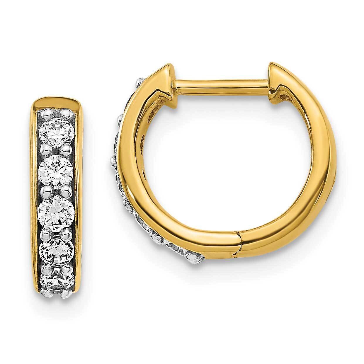 Diamond Hoop Earrings 14k Yellow Gold EM4263-033-YA, MPN: EM4263-033-YA, 883957755342