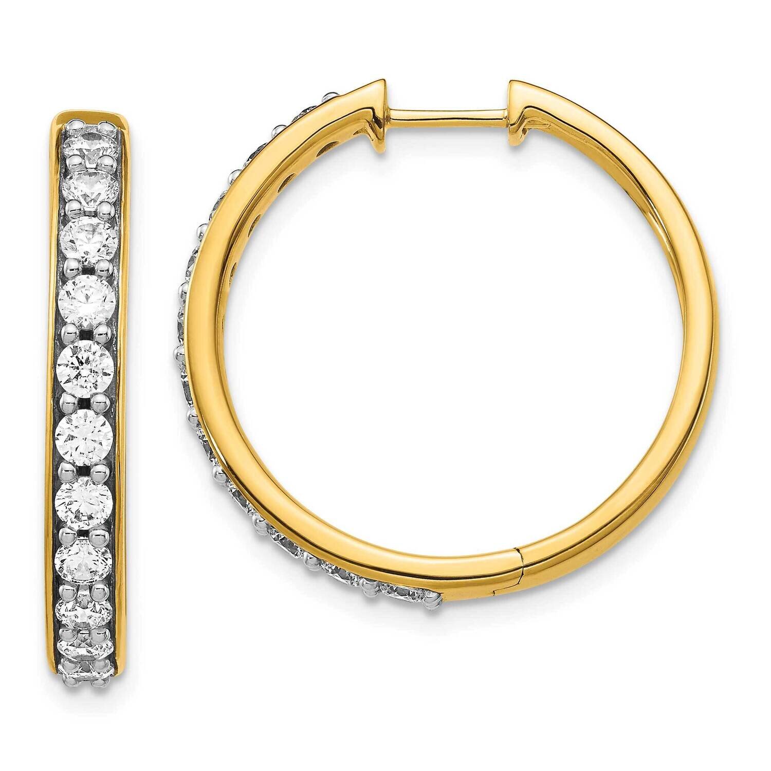 Diamond Hoop Earrings 14k Yellow Gold EM4266-150-YA, MPN: EM4266-150-YA, 883957062211