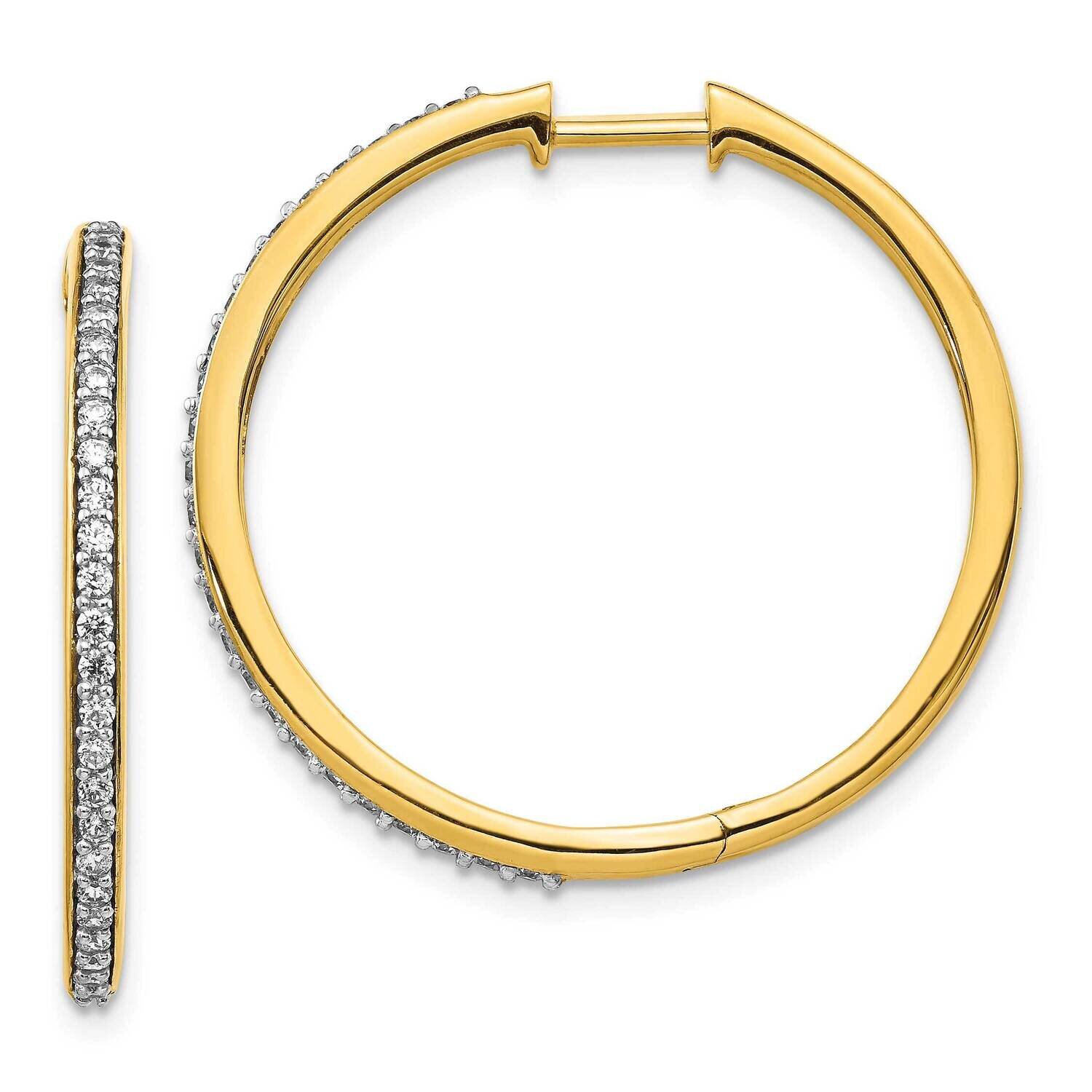 Diamond Hoop Earrings 14k Yellow Gold EM4267-050-YA, MPN: EM4267-050-YA, 883957402987