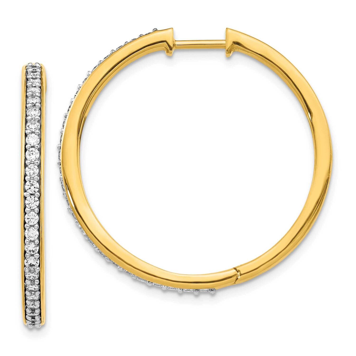 Diamond Hoop Earrings 14k Yellow Gold EM4267-075-YA, MPN: EM4267-075-YA, 883957403007