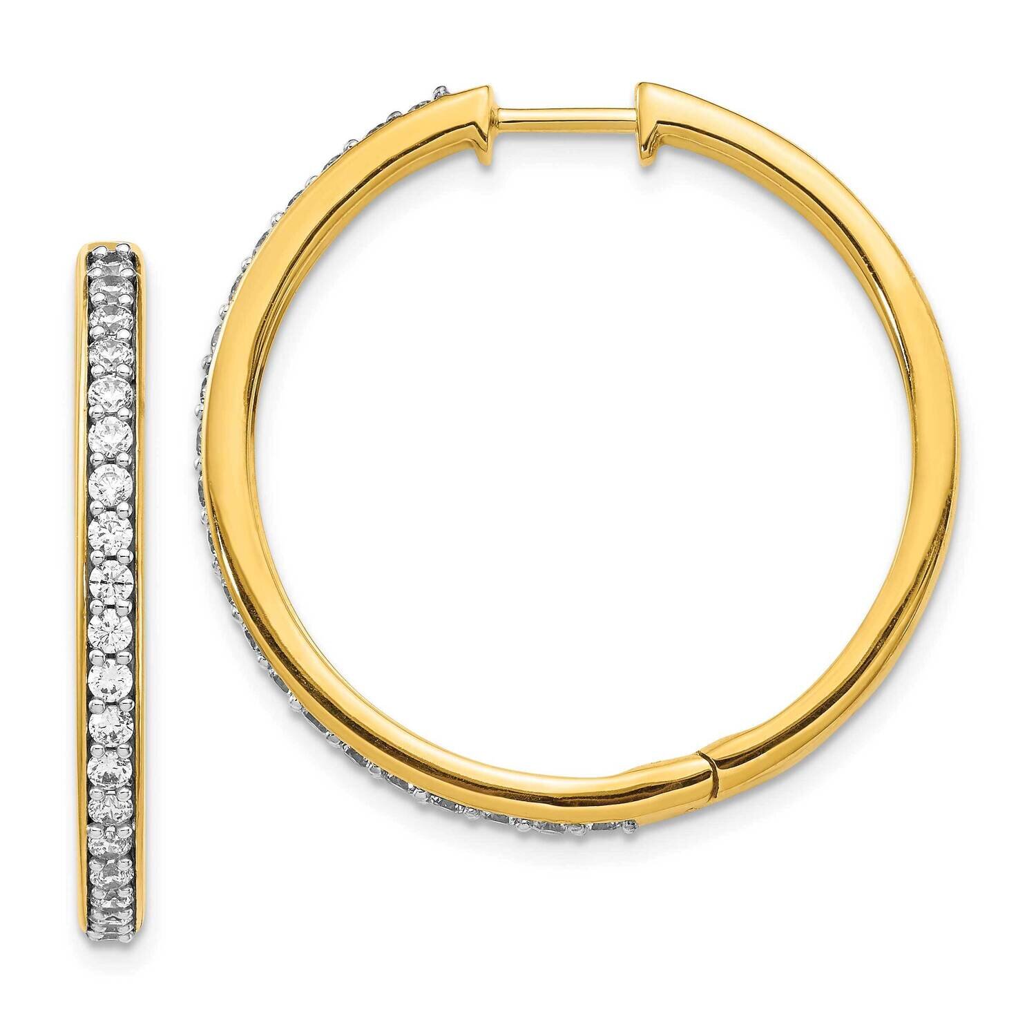 Diamond Hoop Earrings 14k Yellow Gold EM4267-100-YA, MPN: EM4267-100-YA, 883957403014
