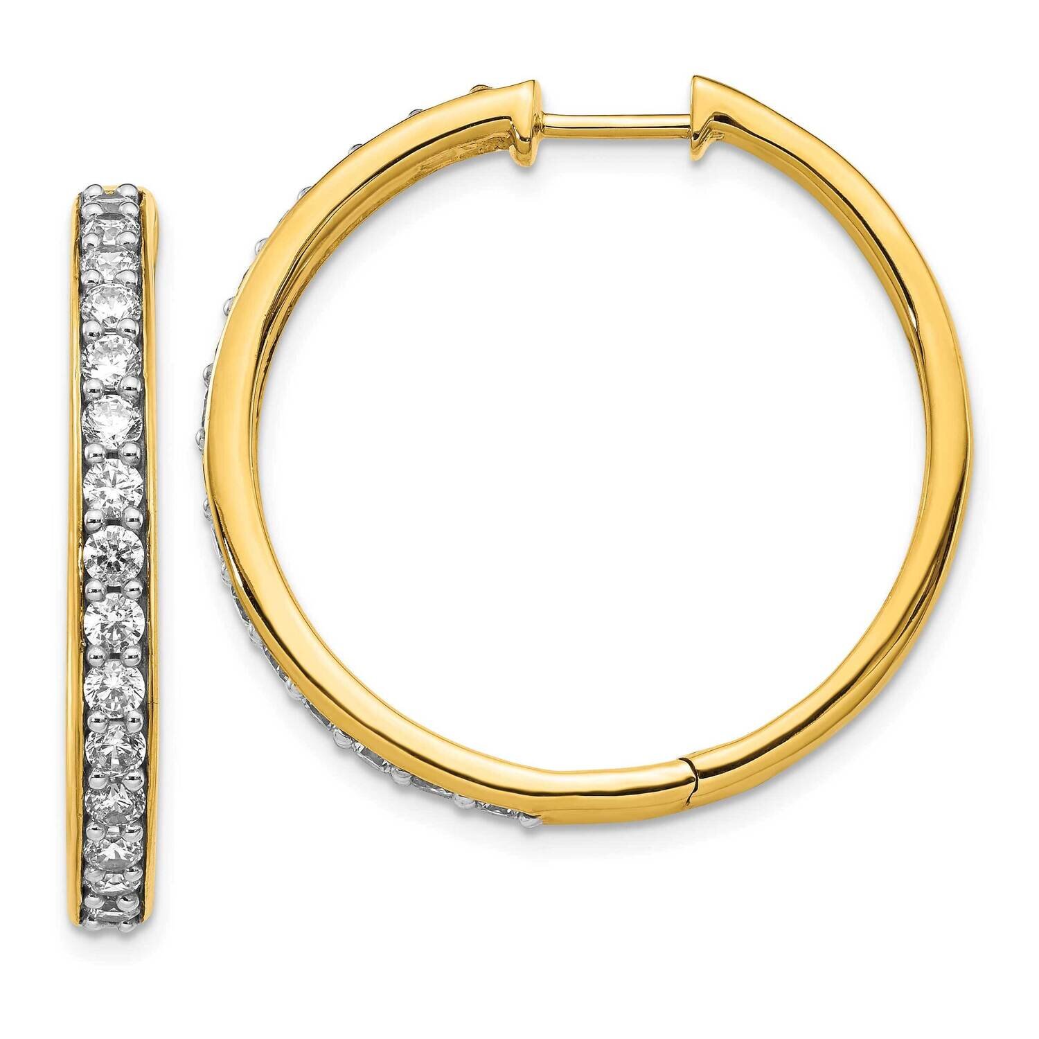 Diamond Hoop Earrings 14k Yellow Gold EM4267-150-YA, MPN: EM4267-150-YA, 883957263595