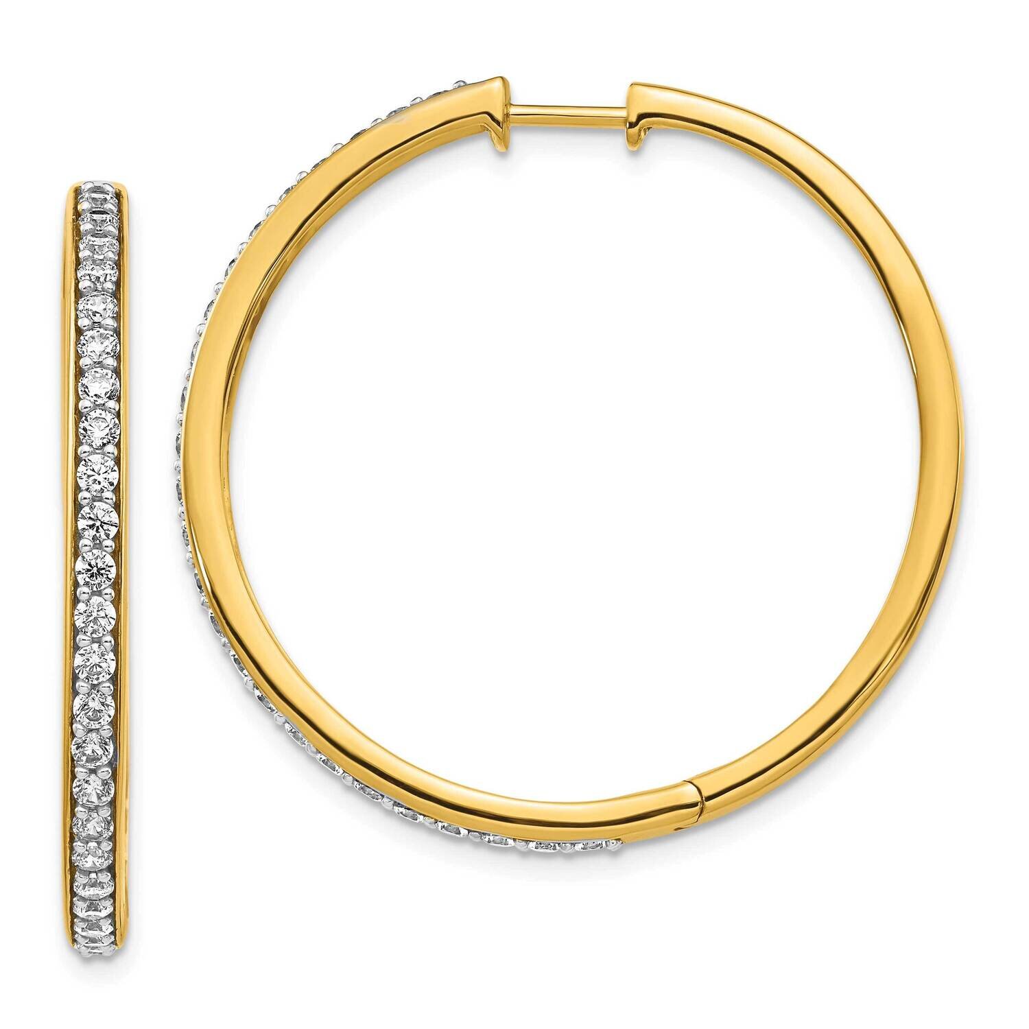 Diamond Hoop Earrings 14k Yellow Gold EM4268-125-YA, MPN: EM4268-125-YA, 883957403052