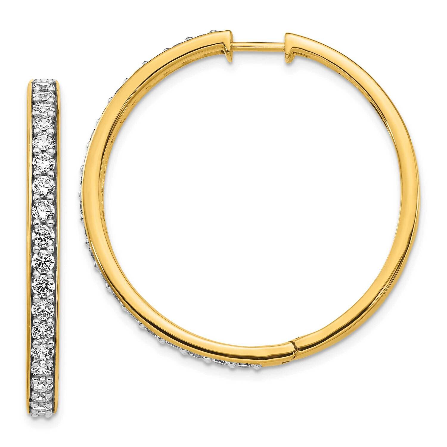 Diamond Hoop Earrings 14k Yellow Gold EM4268-200-YA, MPN: EM4268-200-YA, 883957263687