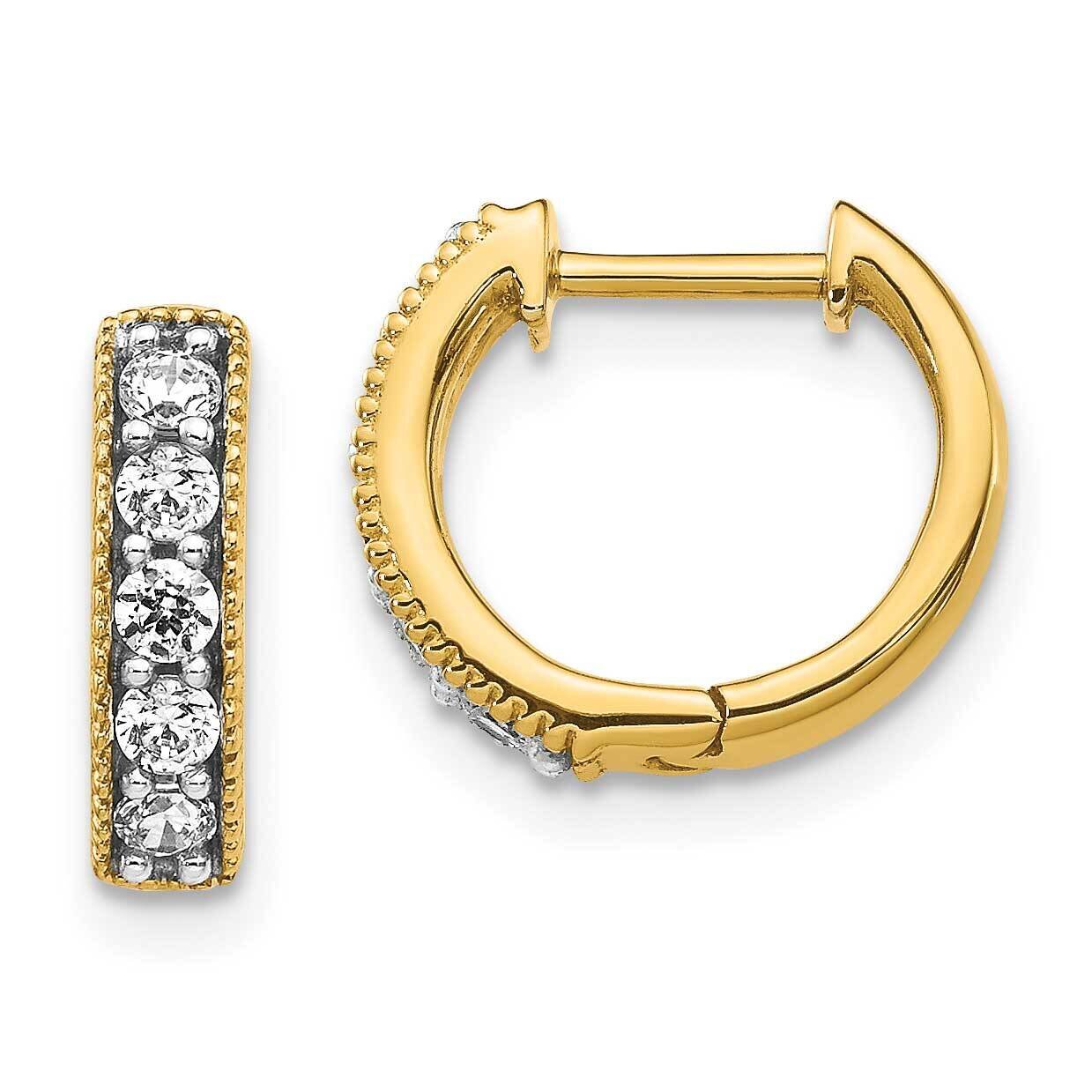 Diamond Milgrain Hoop Earrings 14k Yellow Gold EM4269-033-YA, MPN: EM4269-033-YA, 883957263717