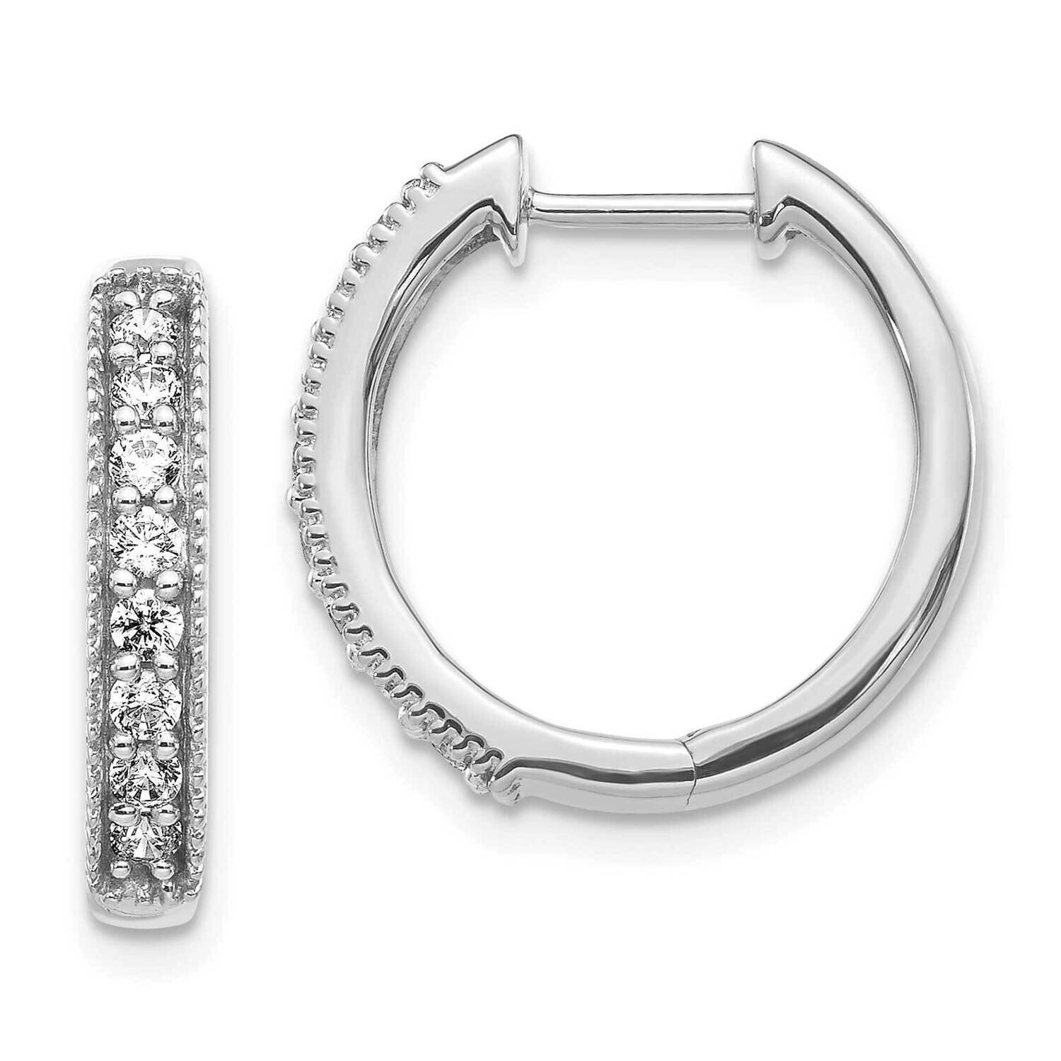 Milgrain Hoop Earrings 14k White Gold Diamond EM4269-040-WA, MPN: EM4269-040-WA, 883957403083