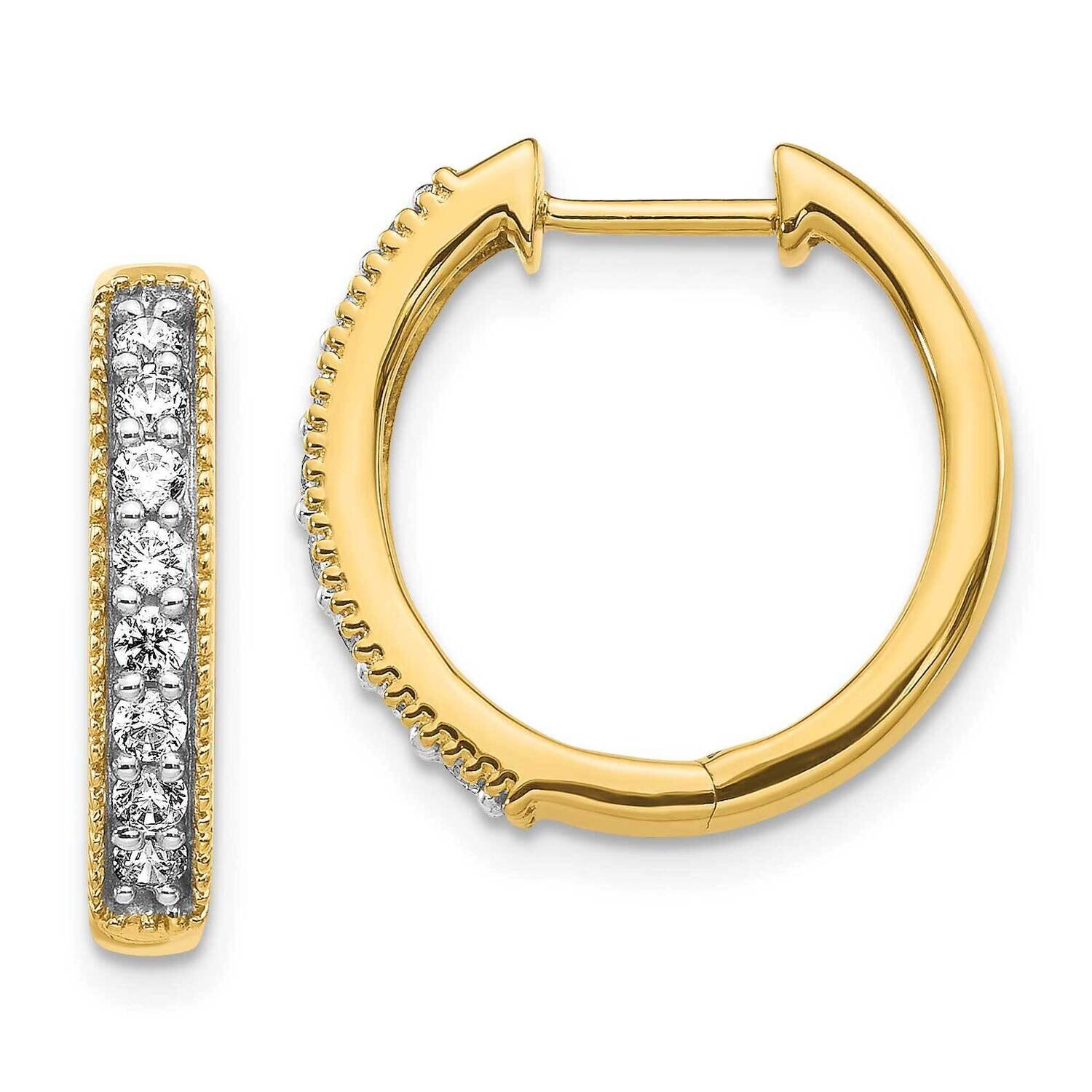 Diamond Milgrain Hoop Earrings 14k Yellow Gold EM4269-040-YA, MPN: EM4269-040-YA, 883957263878