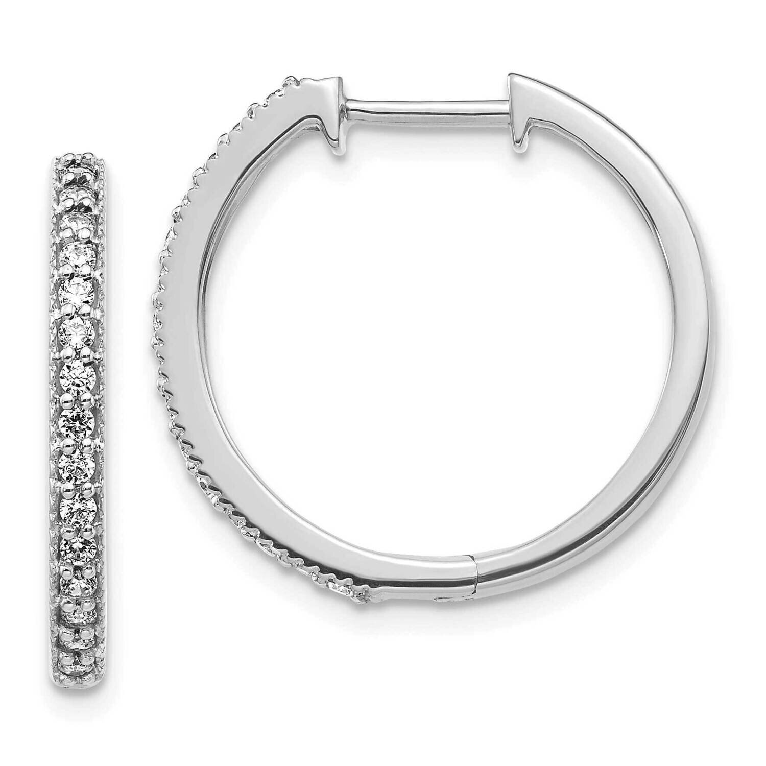 Milgrain Hoop Earrings 14k White Gold Diamond EM4273-036-WA