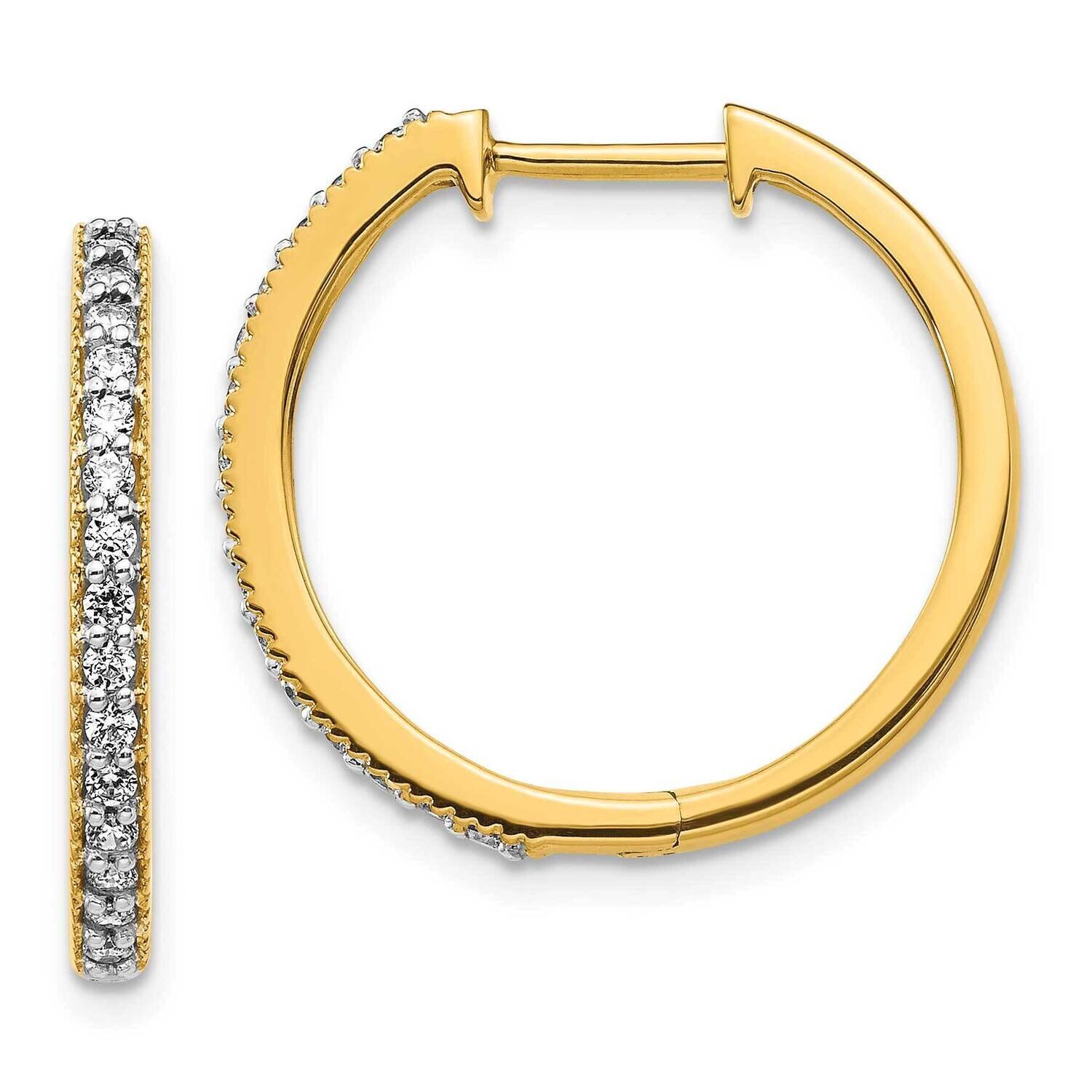 Diamond Milgrain Hoop Earrings 14k Yellow Gold EM4273-036-YA, MPN: EM4273-036-YA, 883957265858