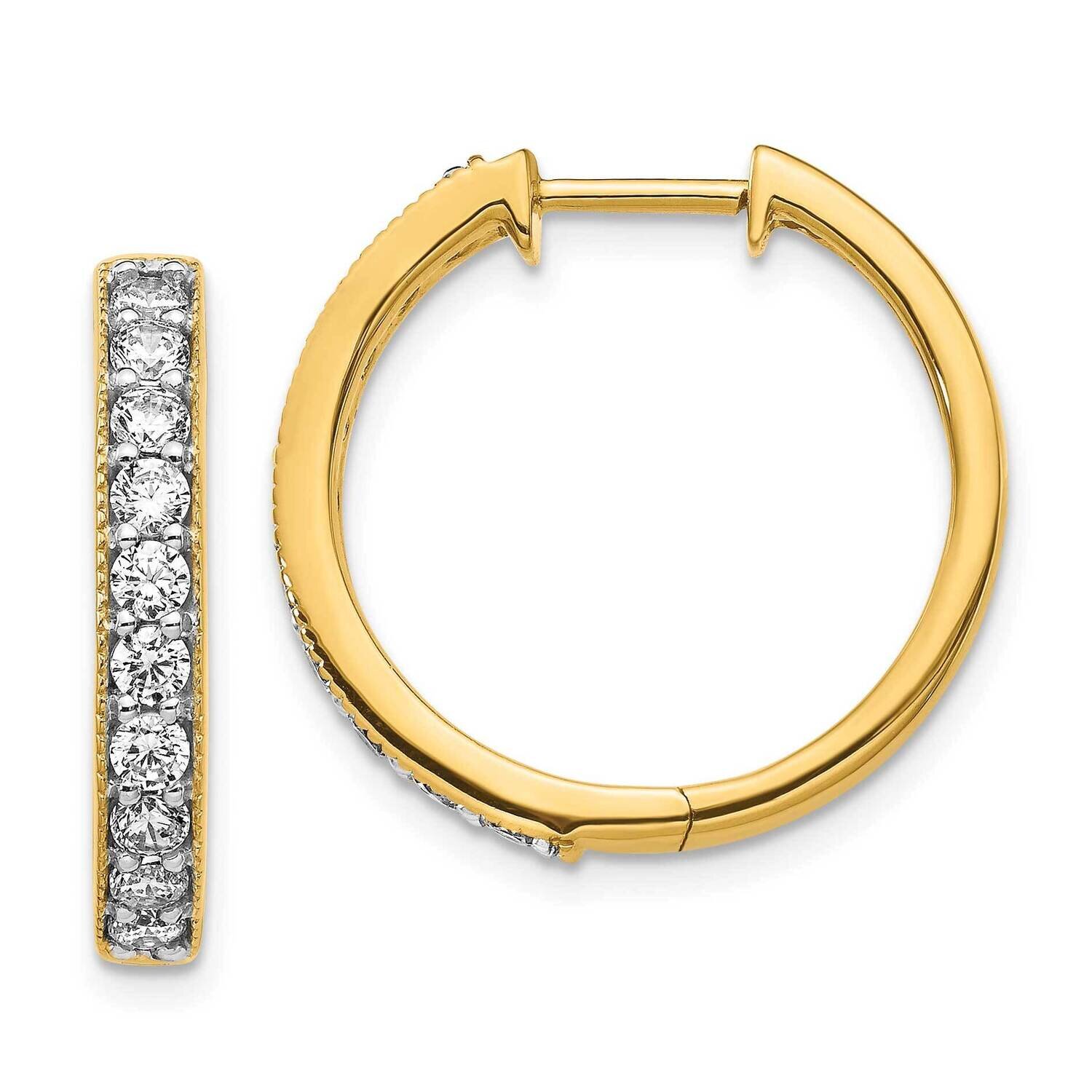 Diamond Milgrain Hoop Earrings 14k Yellow Gold EM4275-100-YA