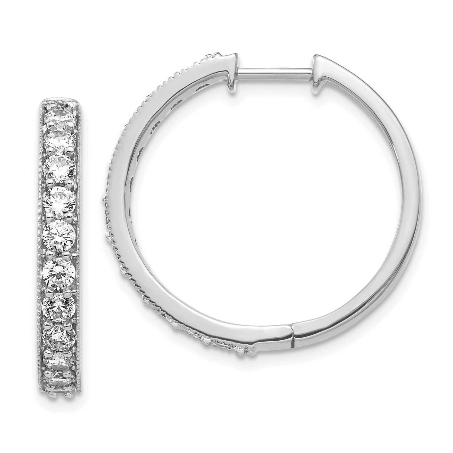 Milgrain Hoop Earrings 14k White Gold Diamond EM4279-150-WA, MPN: EM4279-150-WA, 883957663746