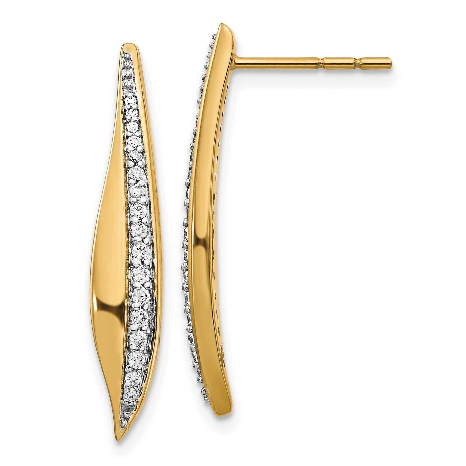 Diamond Post Earrings 14k Yellow Gold EM4341-025-YA, MPN: EM4341-025-YA, 883957453200