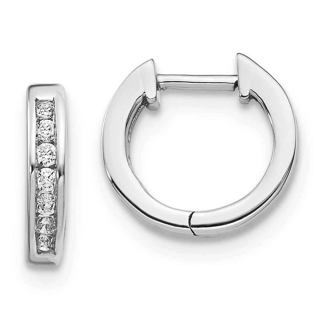 Hinged Hoop Earrings 14k White Gold Diamond EM5347-010-WA
