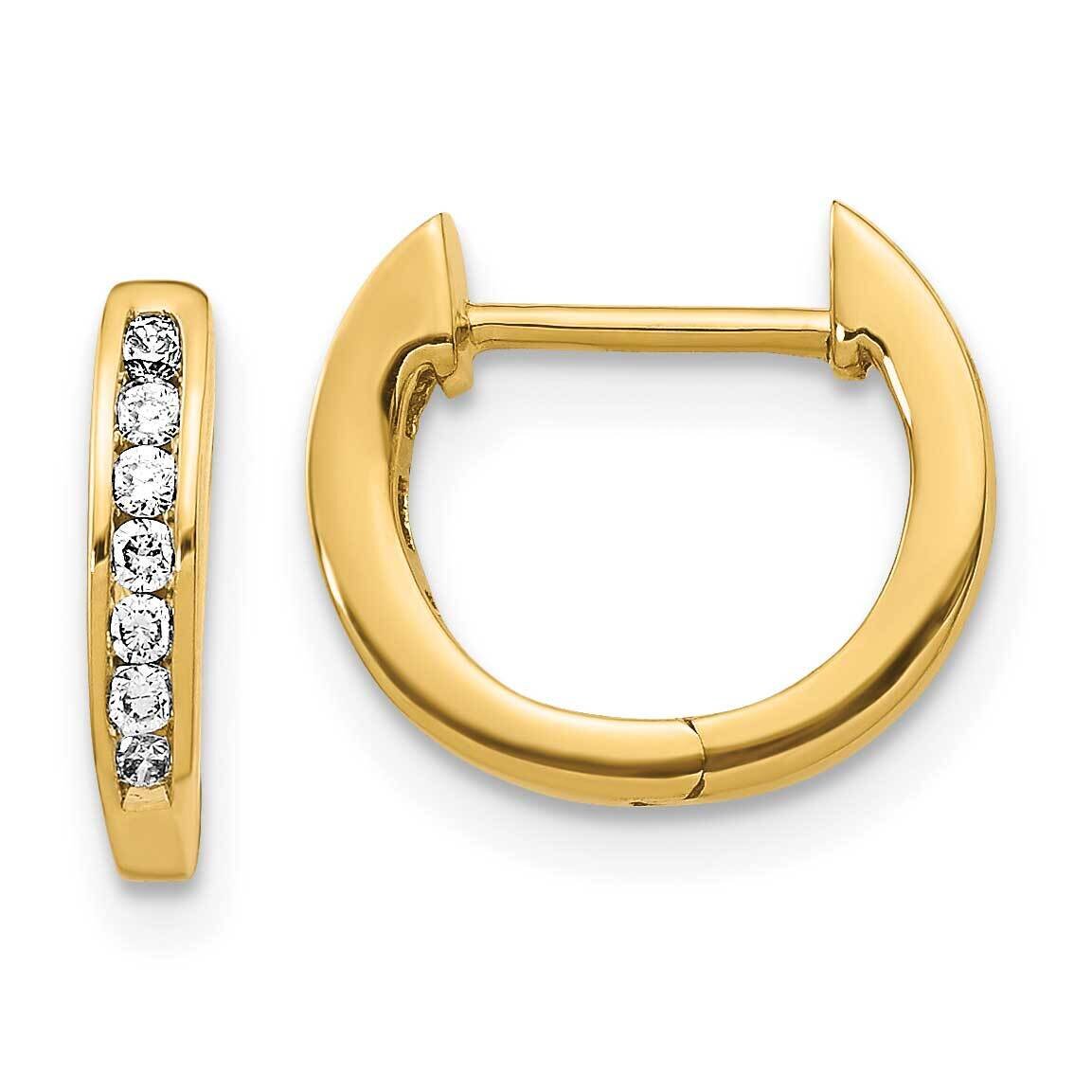 Polished Diamond Hinged Hoop Earrings 14k Gold EM5350-016-YA, MPN: EM5350-016-YA, 191101333736