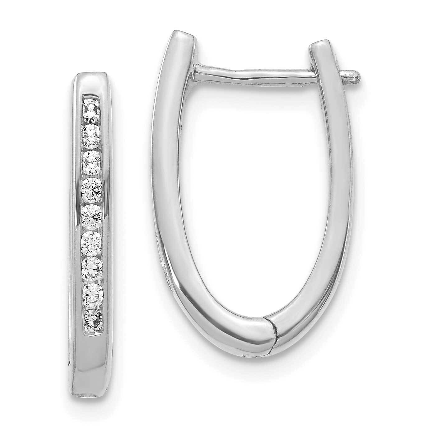 Oval Hoop Earrings 14k White Gold Diamond EM5370-025-WA, MPN: EM5370-025-WA, 883957936758