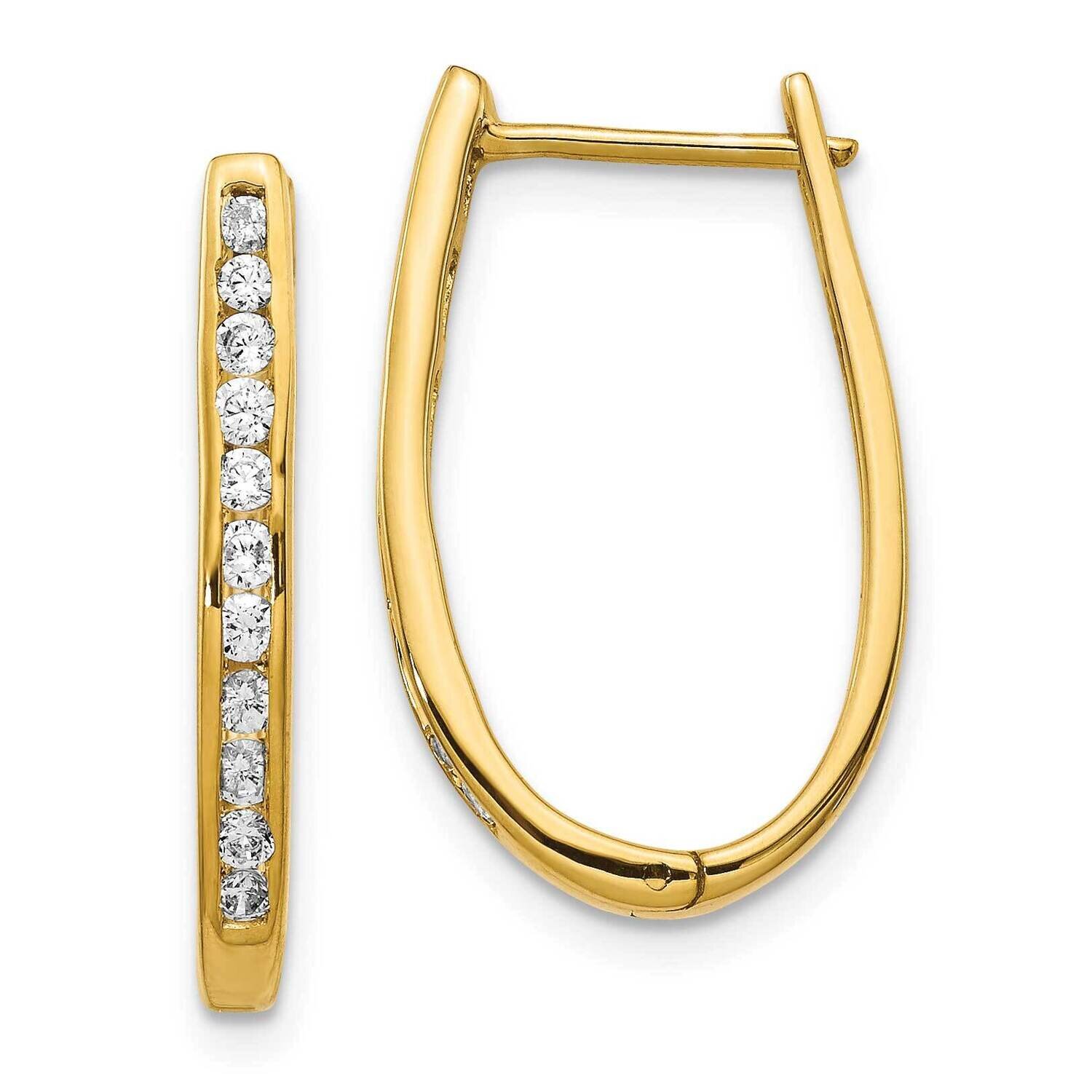 Oval Hoop Earrings 14k Gold Diamond EM5370-050-YA, MPN: EM5370-050-YA, 883957271866