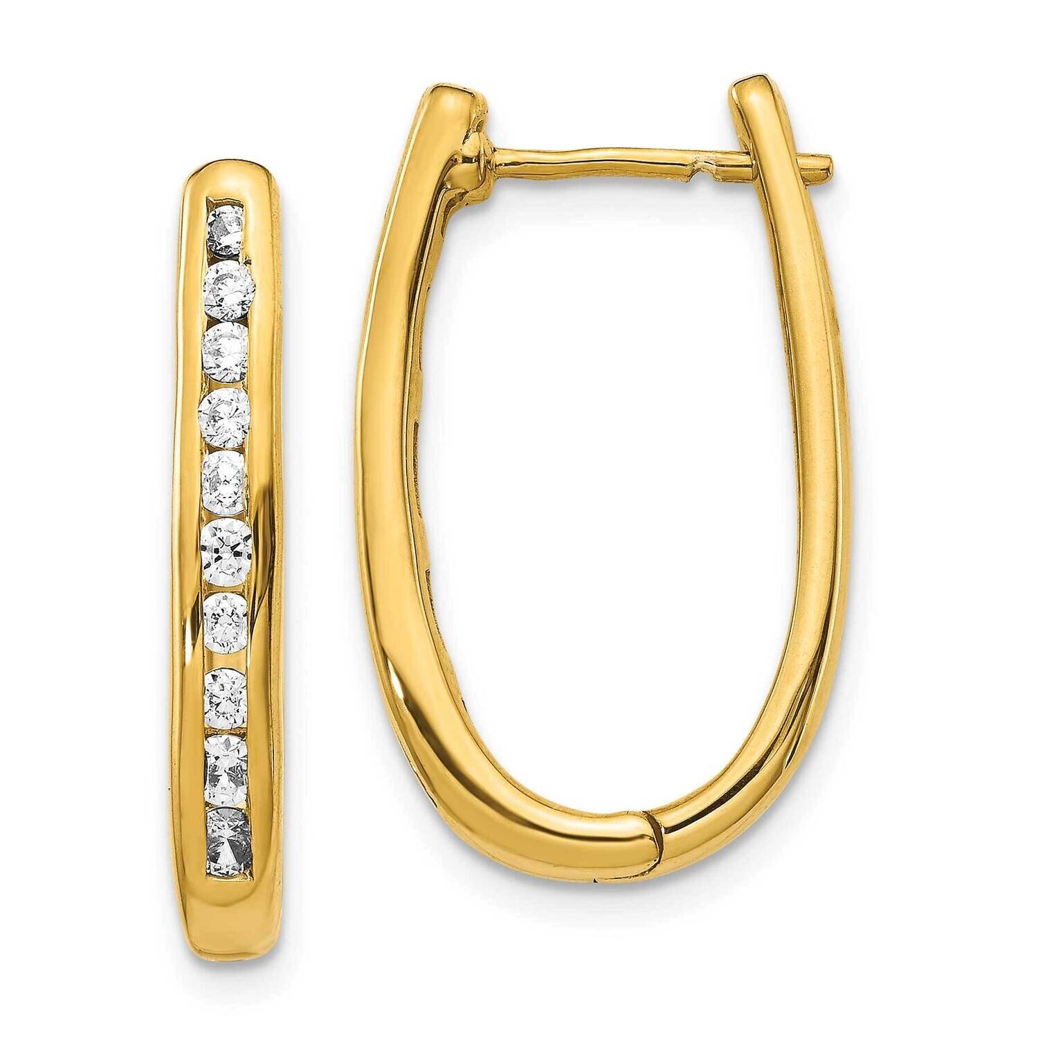 Oval Hoop Earrings 14k Gold Diamond EM5371-075-YA, MPN: EM5371-075-YA, 883957663821