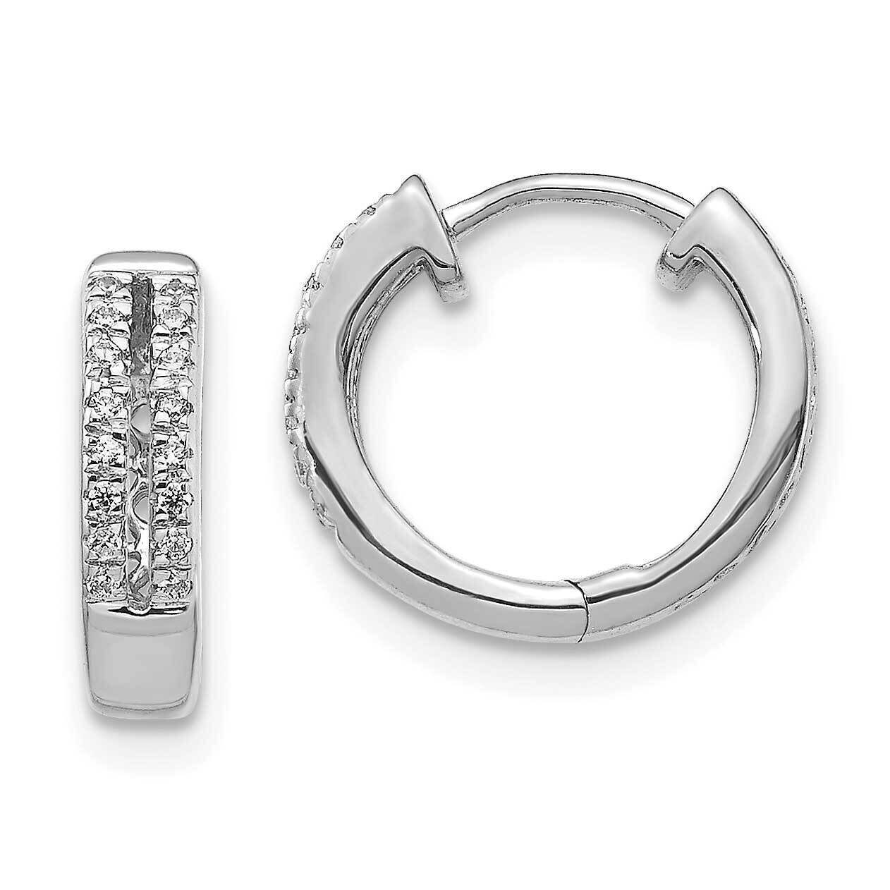 Hinged Round Hoop Earrings 14k White Gold Diamond EM5375-010-WA