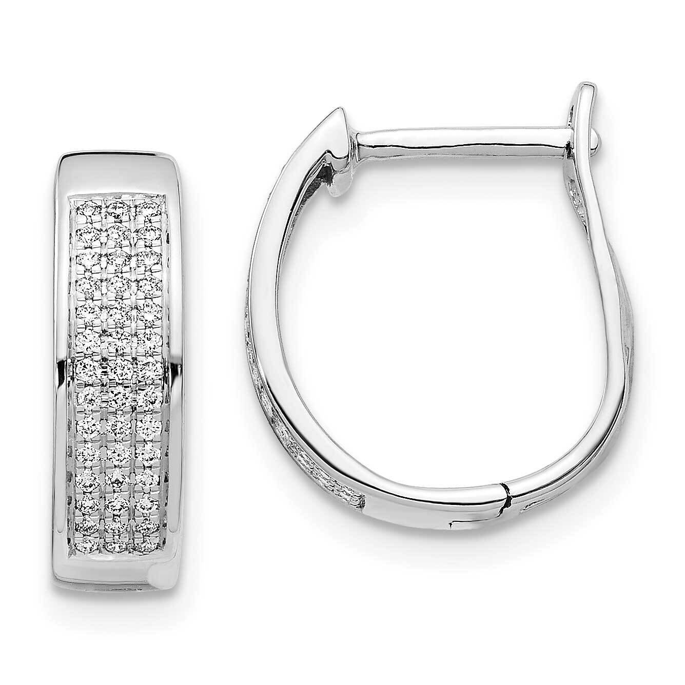Hinged Oval Hoop Earrings 14k White Gold Diamond EM5379-020-WA, MPN: EM5379-020-WA, 883957414287