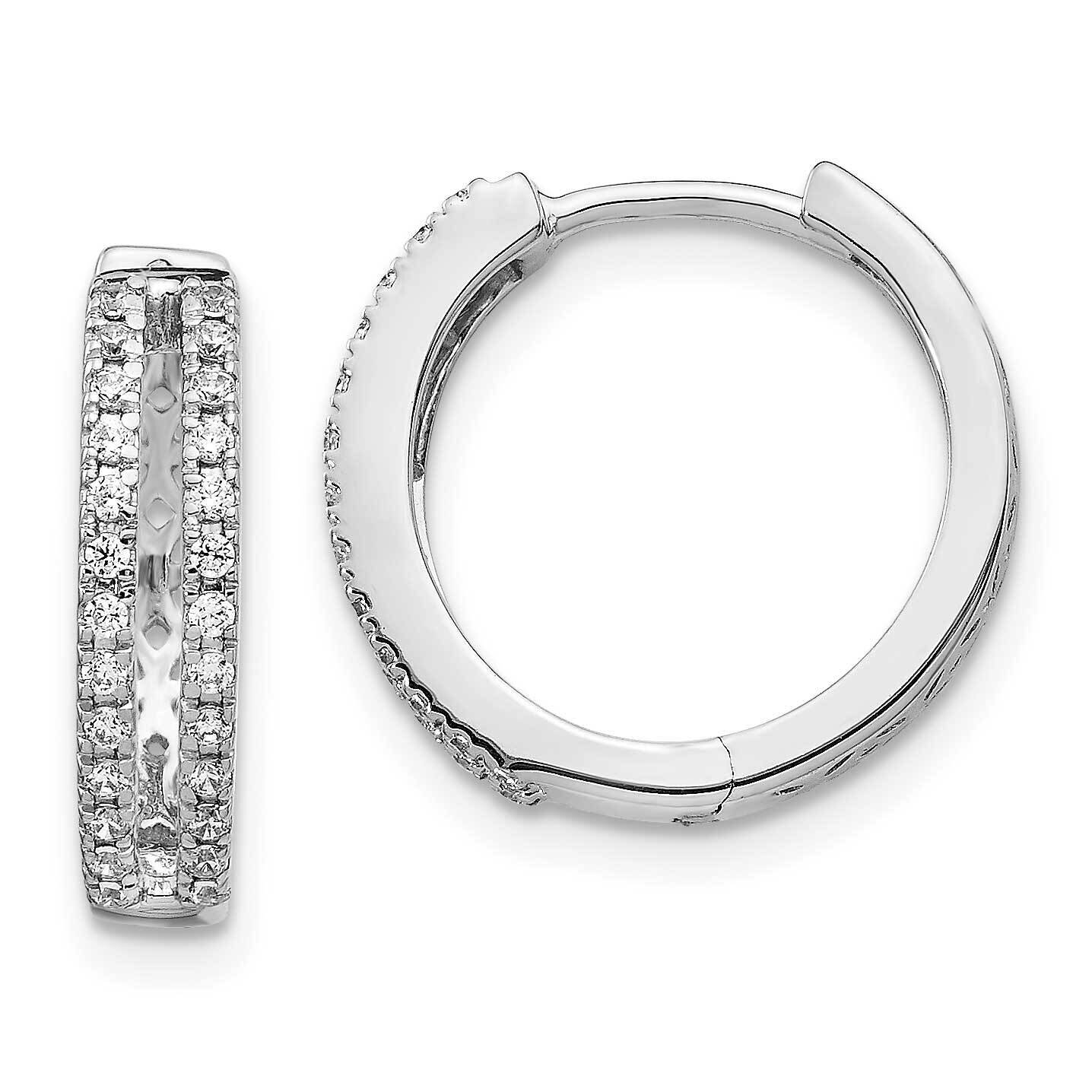 Hinged Round Hoop Earrings 14k White Gold Diamond EM5381-025-WA, MPN: EM5381-025-WA, 191101417320