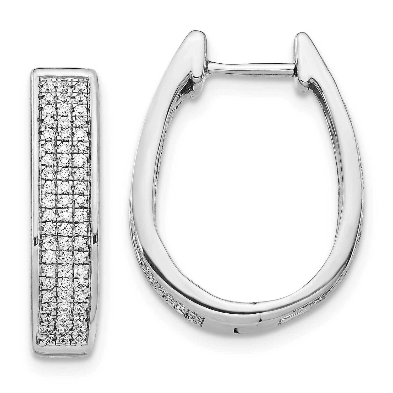 Large Hinged Oval Hoop Earrings 14k White Gold Diamond EM5383-040-WA