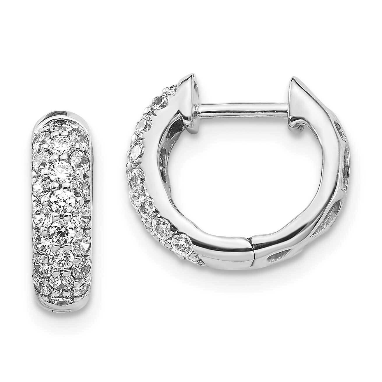 Hinged Hoop Earrings 14k White Gold Diamond EM5386-062-WA