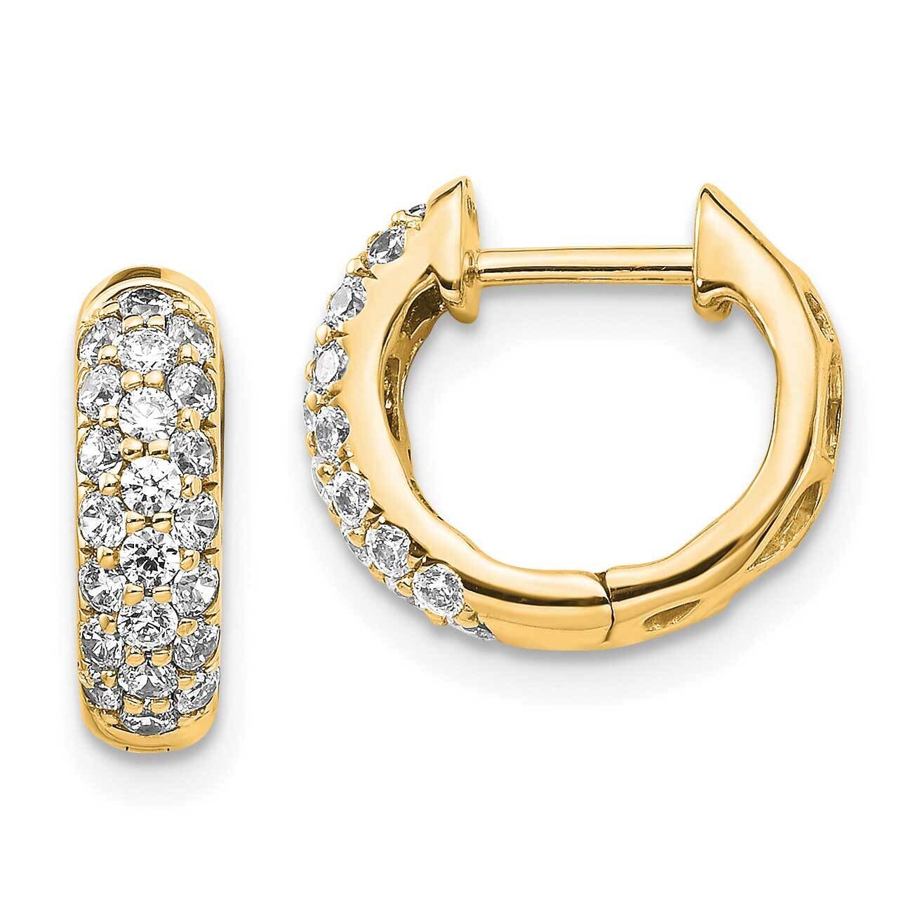 Diamond Hinged Hoop Earrings 14k Yellow Gold EM5386-062-YA, MPN: EM5386-062-YA, 883957206233