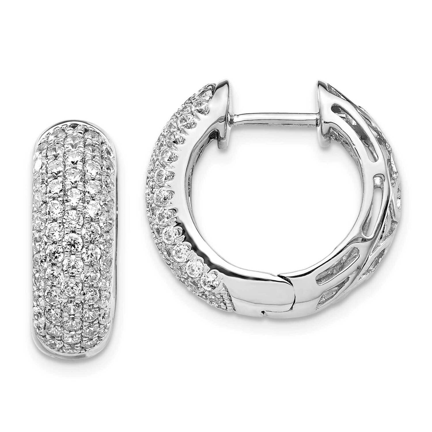 Hinged Hoop Earrings 14k White Gold Diamond EM5393-175-WA, MPN: EM5393-175-WA, 883957375076