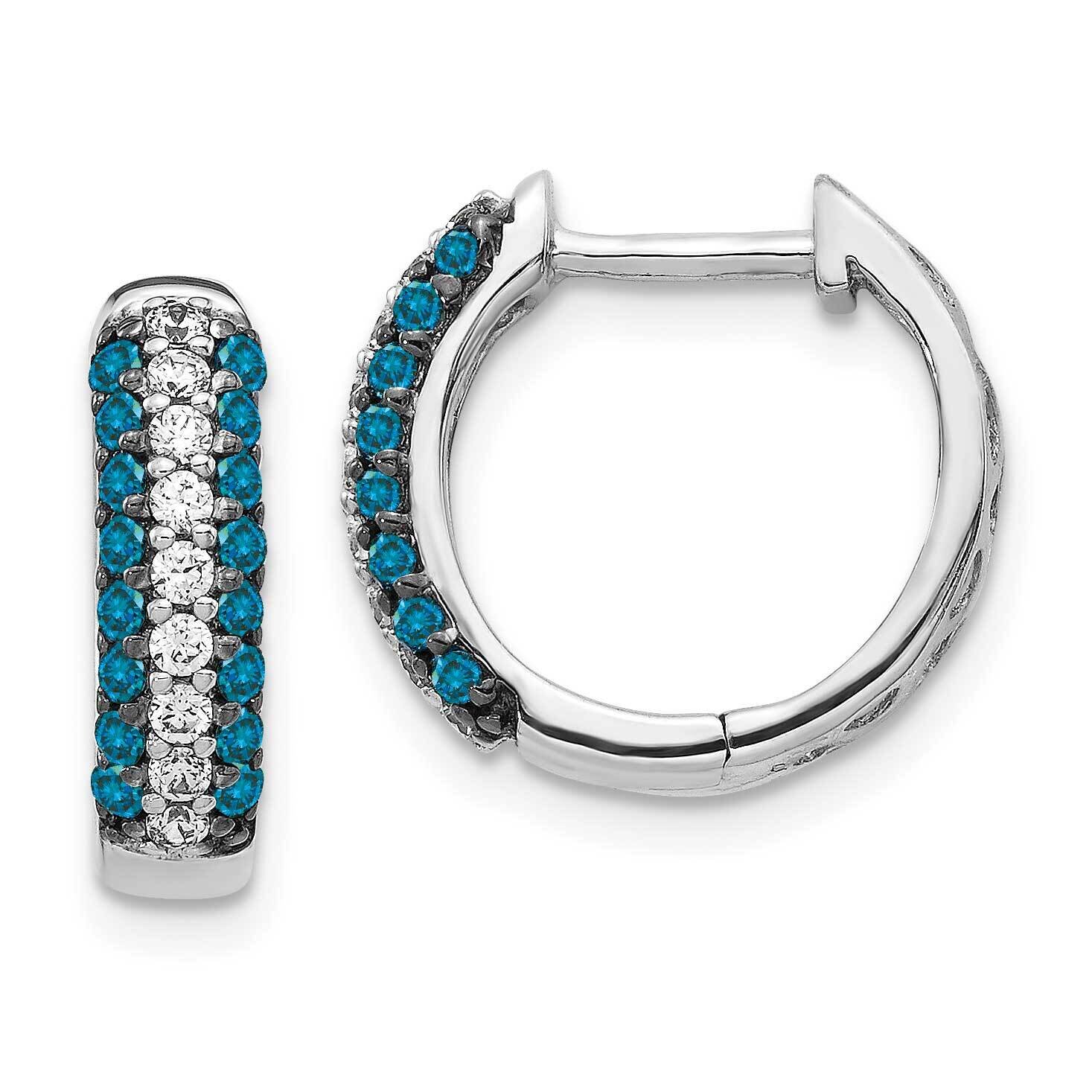 White &amp; Blue Diamond Hinged Hoop Earrings 14k White Gold EM5398-BD-050-WA, MPN: EM5398-BD-050-WA, 8…