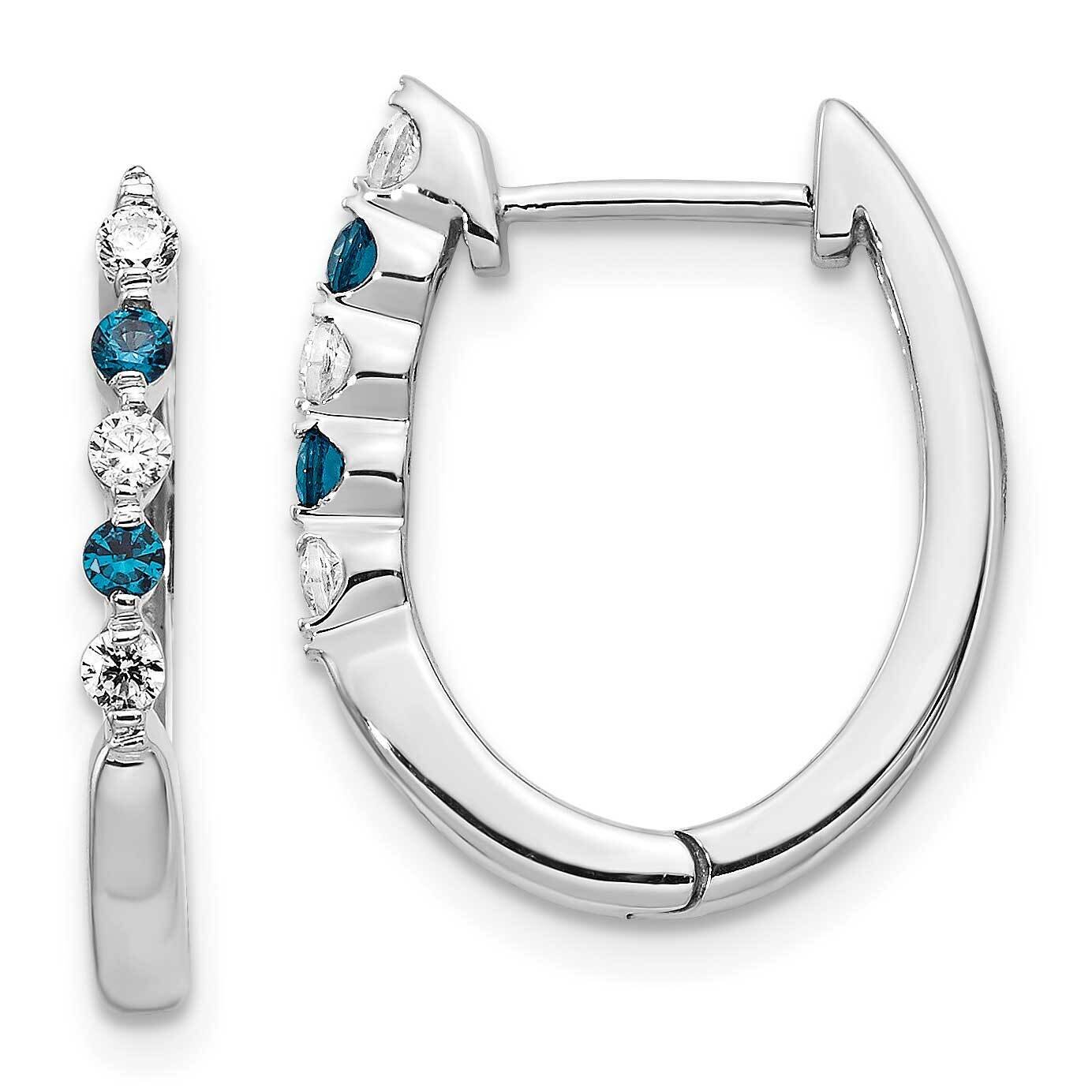 Blue White Diamond Earrings 14k White Gold EM5402-BD-025-WA, MPN: EM5402-BD-025-WA, 191101333545