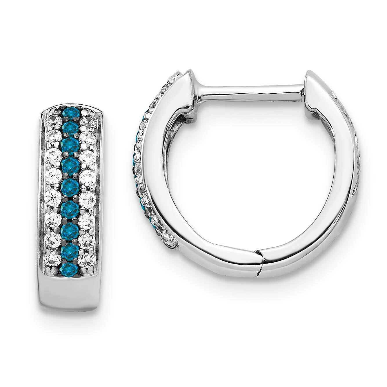 Blue and White Diamond Hinged Hoop Earrings 14k White Gold EM5406-BD-033-WA