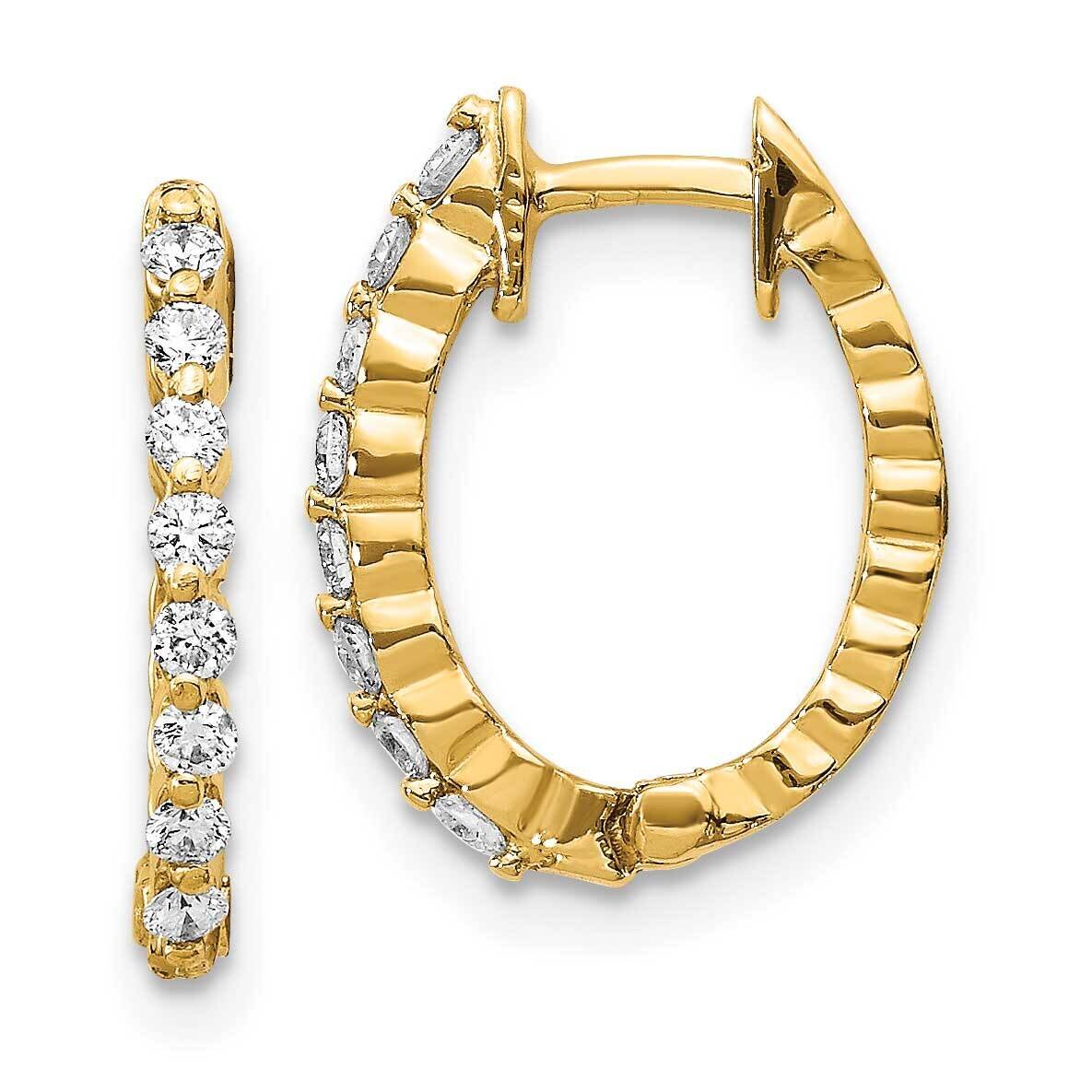 Hinged Hoop Earrings 14k Gold AA Diamond EM5408-025-YA